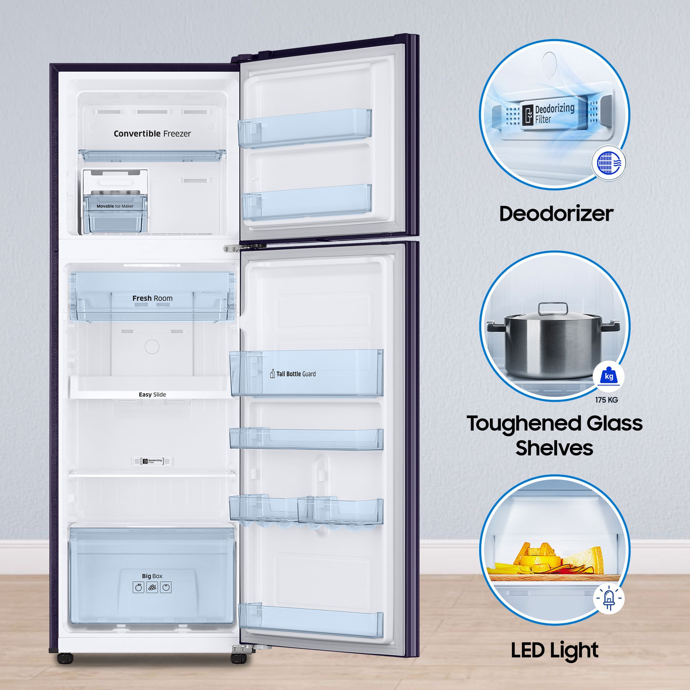 SAMSUNG 256 Litres 2 Star Frost Free Double Door Refrigerator with Convertible 3-in-1 Mode (RT30C3742S9/HL, Refined Inox)_19