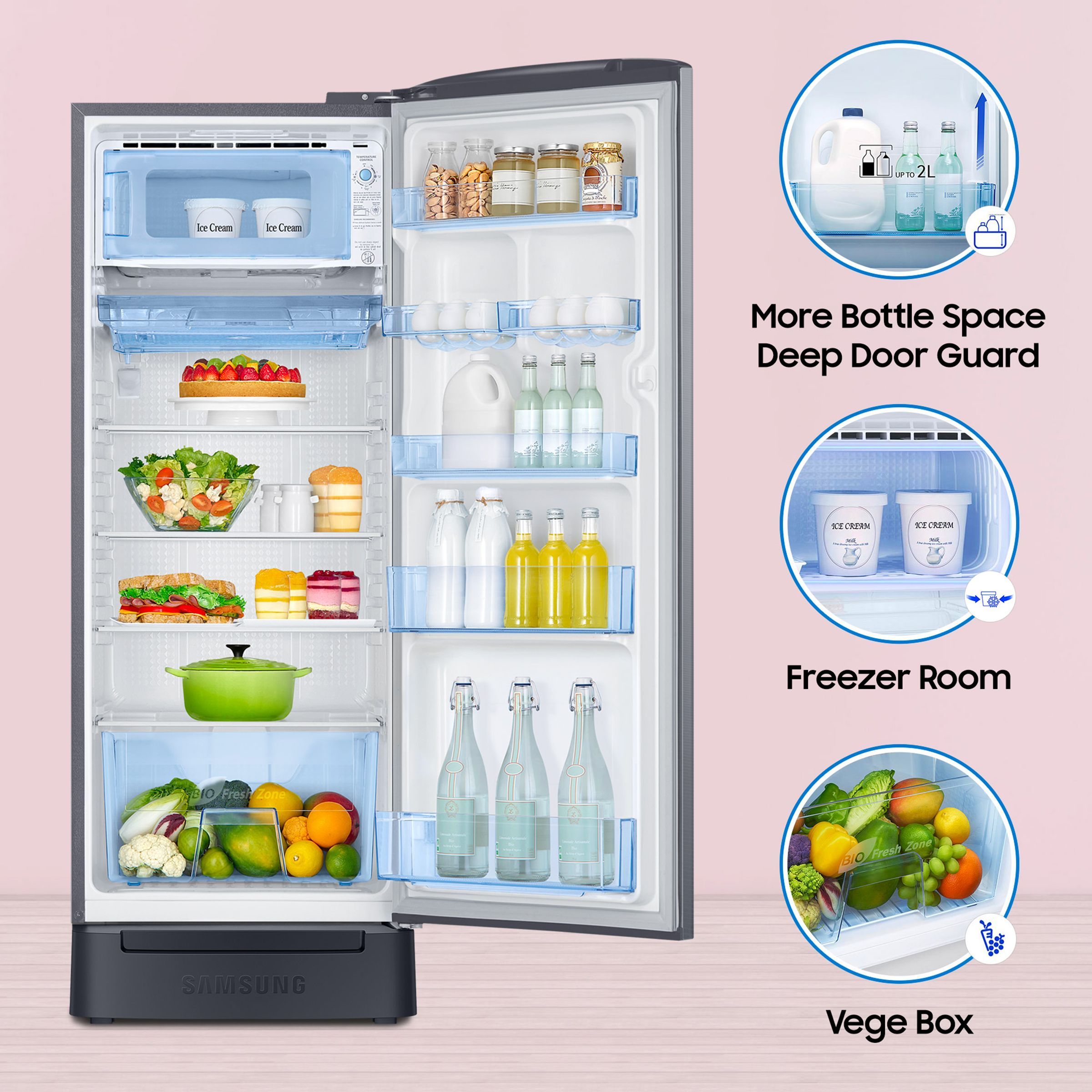 SAMSUNG 215 Litres 4 Star Direct Cool Single Door Refrigerator with Antibacterial Gasket (RR23C2F24S8/HL, Elegant Inox)_17