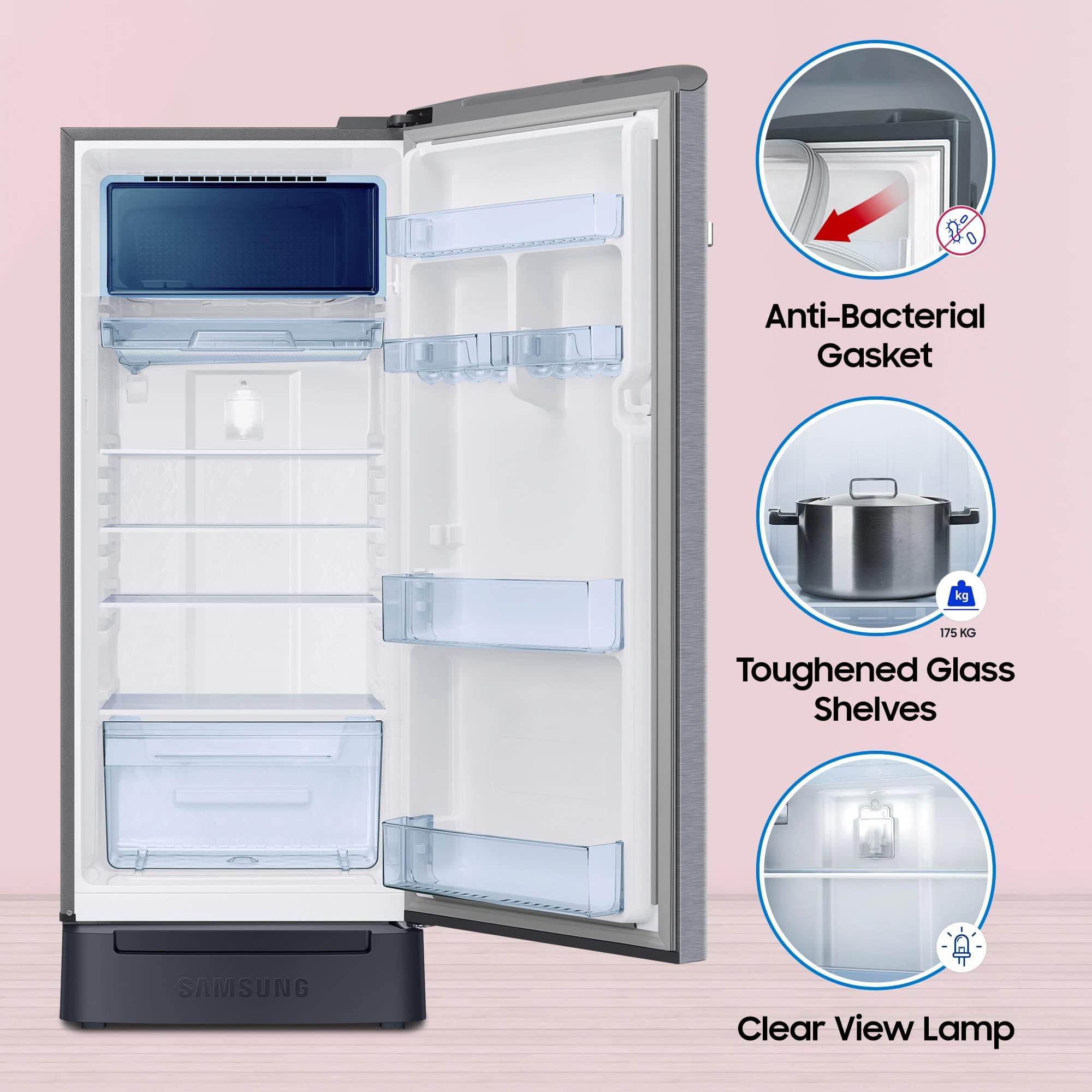 SAMSUNG 215 Litres 4 Star Direct Cool Single Door Refrigerator with Antibacterial Gasket (RR23C2F24S8/HL, Elegant Inox)_18