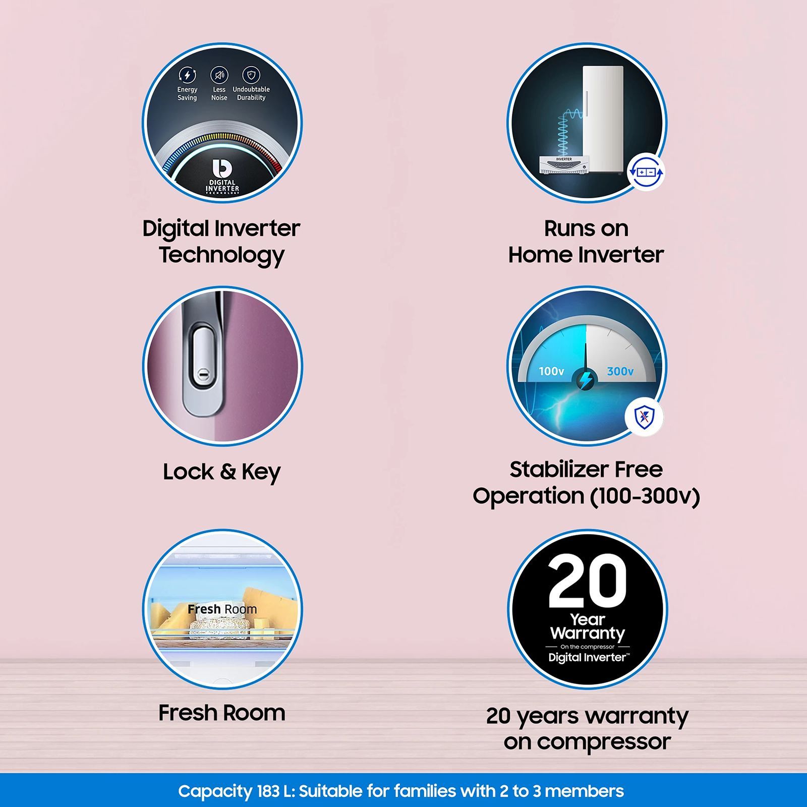 SAMSUNG Stylish Grande 183 Litres4 Star Direct Cool Single Door Refrigerator with Anti Bacterial Gasket (RR20C1724CR/HL, Camellia Purple)_15