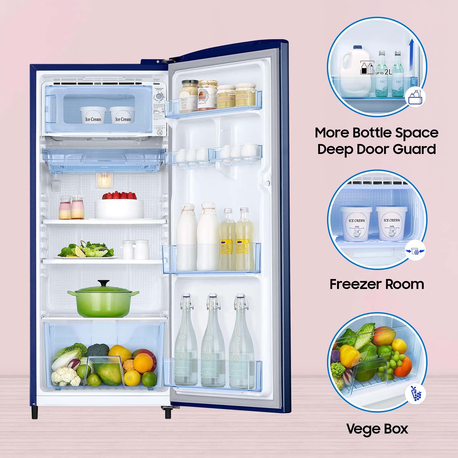 SAMSUNG Stylish Grande 183 Litres4 Star Direct Cool Single Door Refrigerator with Anti Bacterial Gasket (RR20C1724CU/HL, Camellia Blue) SAMSUNG Stylish Grande 183 Litres4 Star Direct Cool Single Door Refrigerator with Anti Bacterial Gasket (RR20C1724CU/HL, Camellia Blue)_17