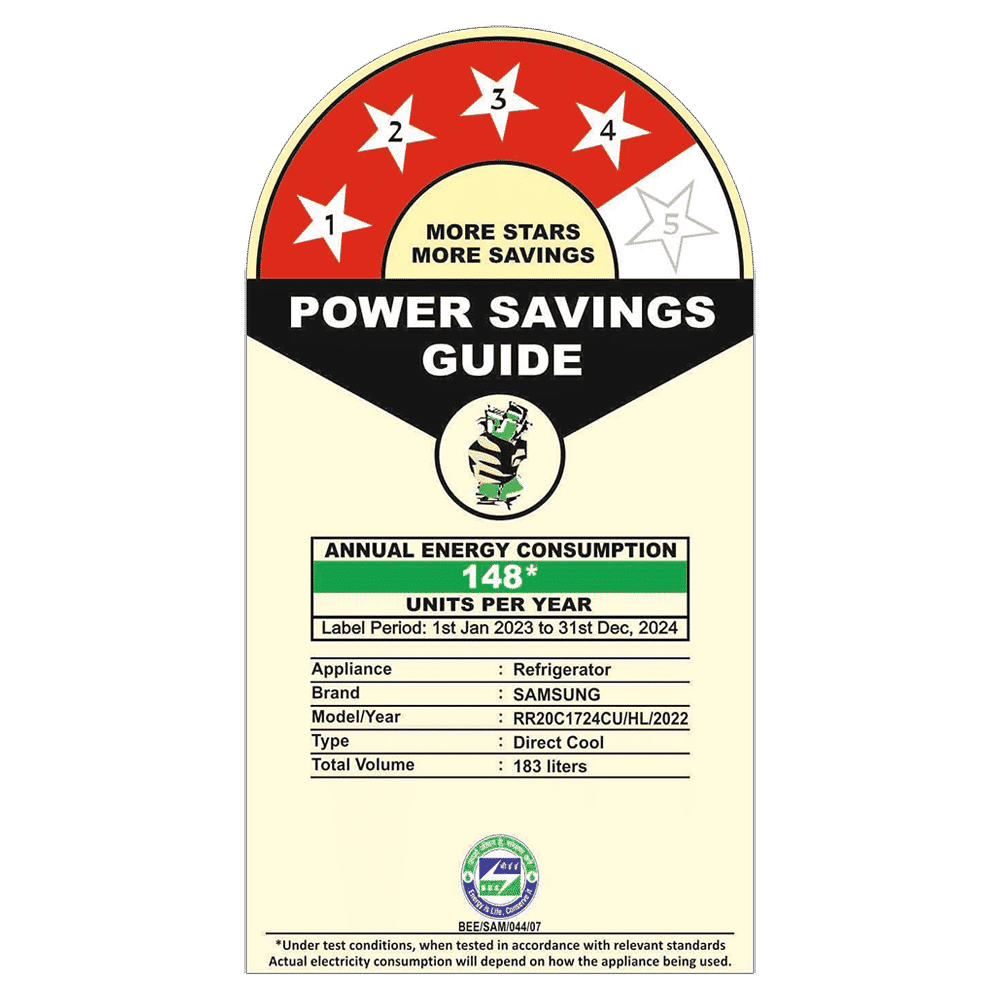 SAMSUNG Stylish Grande 183 Litres4 Star Direct Cool Single Door Refrigerator with Anti Bacterial Gasket (RR20C1724CU/HL, Camellia Blue) SAMSUNG Stylish Grande 183 Litres4 Star Direct Cool Single Door Refrigerator with Anti Bacterial Gasket (RR20C1724CU/HL, Camellia Blue)_18