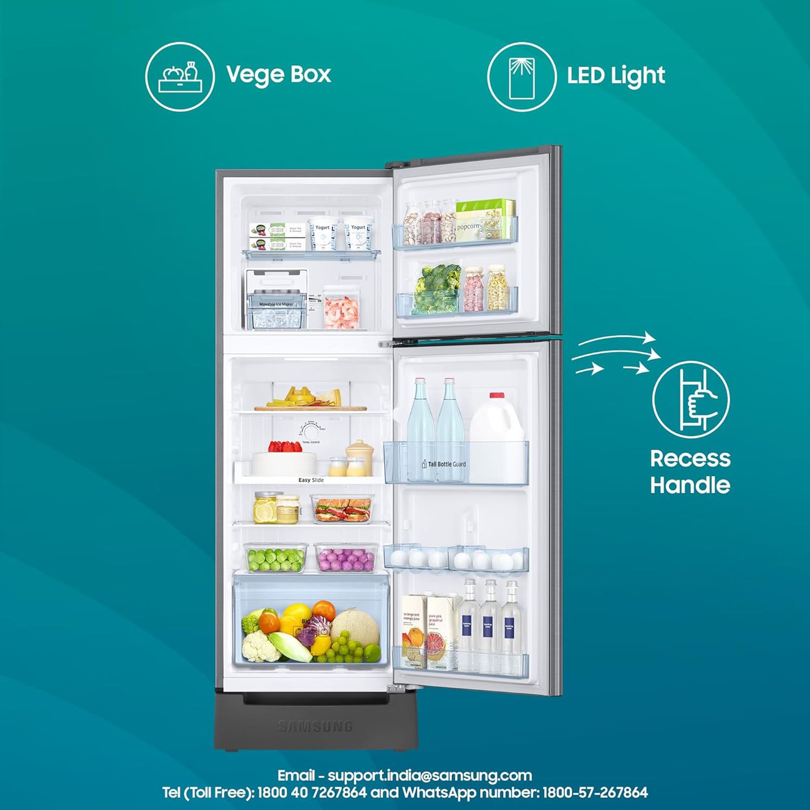 SAMSUNG 236 Litres 2 Star Frost Free Double Door Refrigerator with Distributed Cooling (RT28C3122S8/HL, Elegant Inox)_11