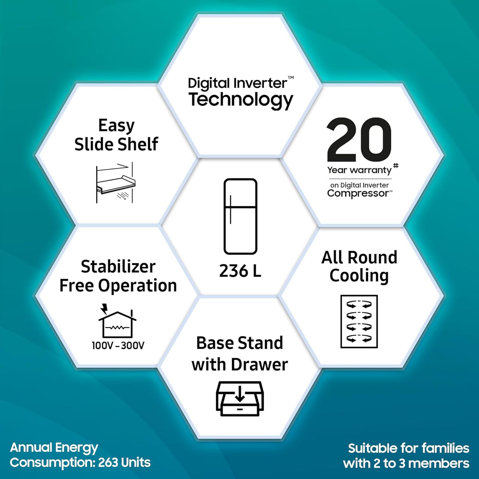 SAMSUNG 236 Litres 2 Star Frost Free Double Door Refrigerator with Distributed Cooling (RT28C3122S8/HL, Elegant Inox)_13