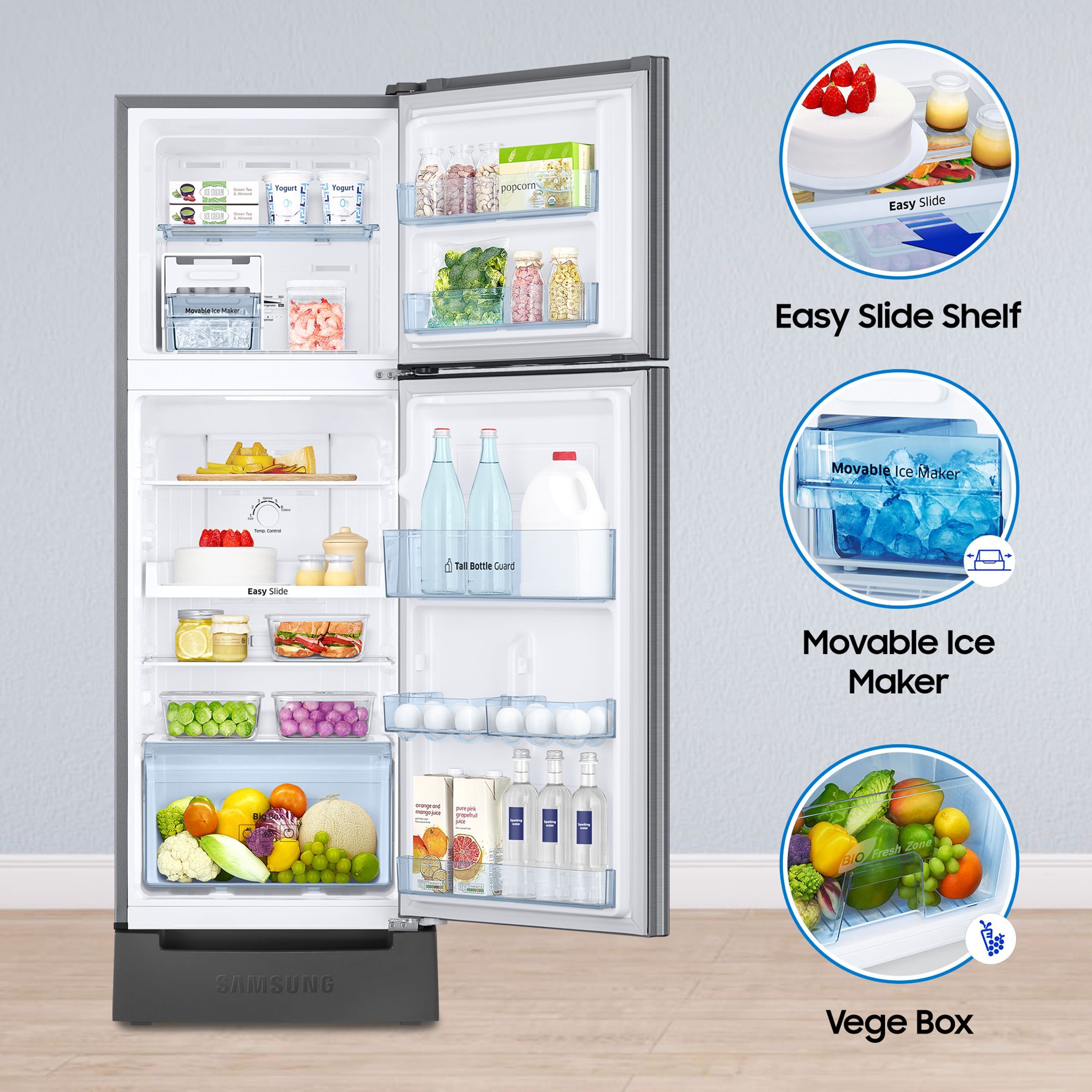 SAMSUNG 236 Litres 2 Star Frost Free Double Door Refrigerator with Distributed Cooling (RT28C3122S8/HL, Elegant Inox)_18