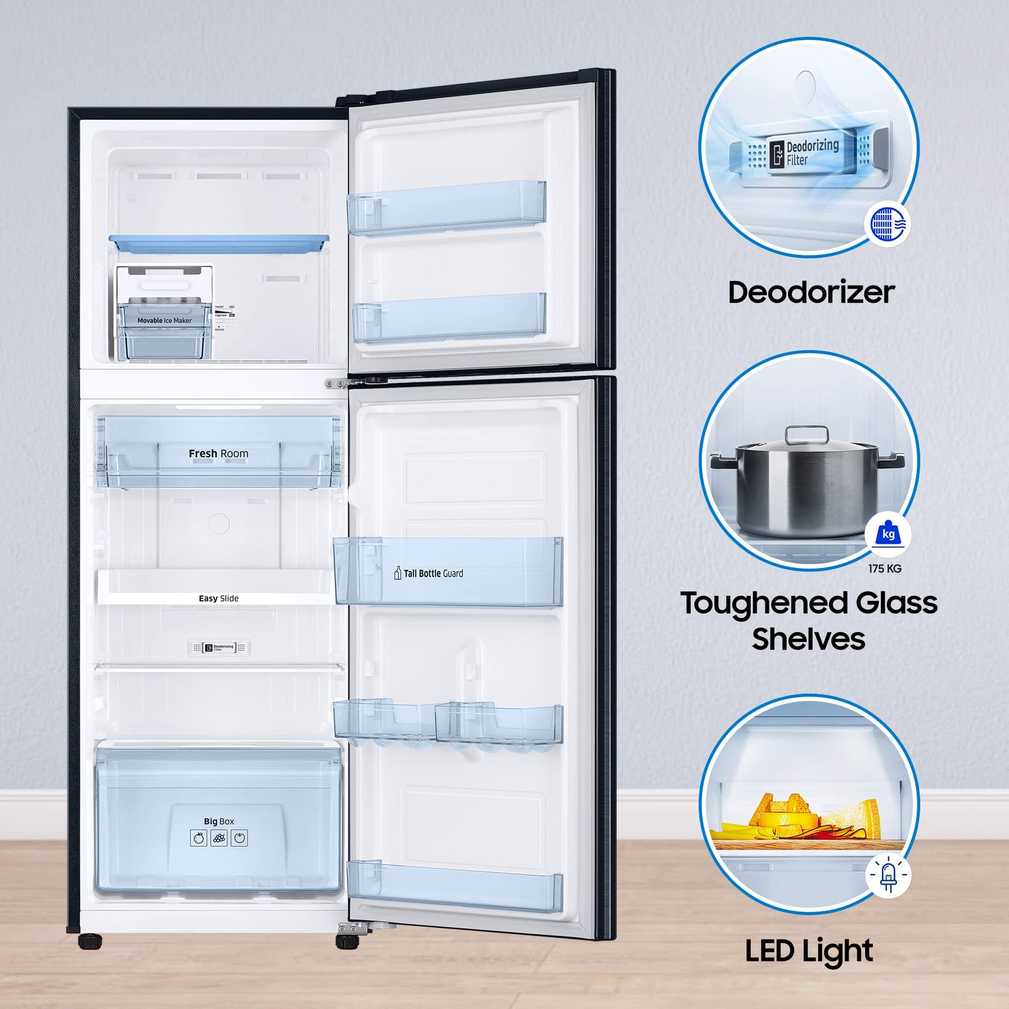SAMSUNG 236 Litres 2 Star Frost Free Double Door Refrigerator with Digital Inverter Technology (RT28C3452CU/HL, Camellia Blue)_11