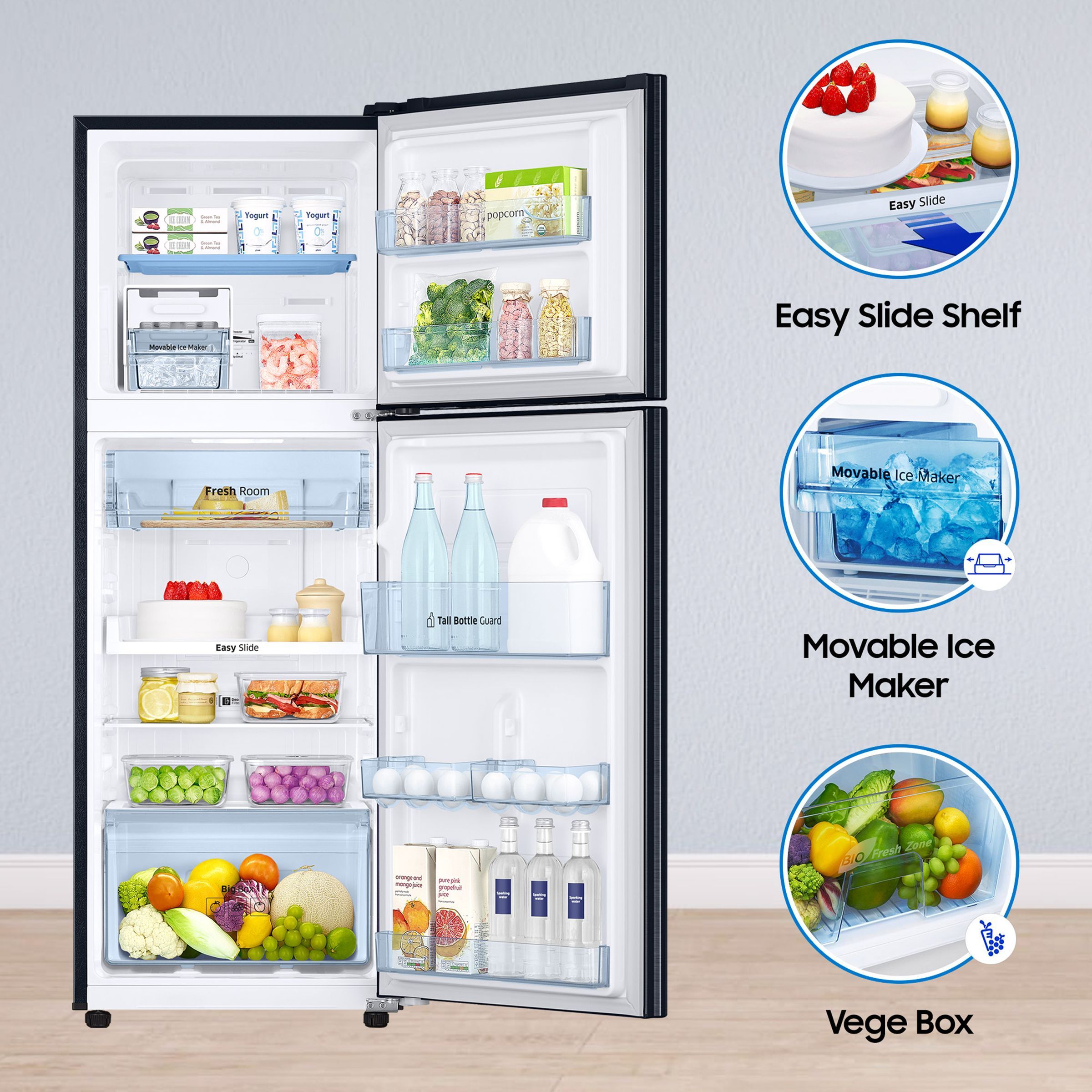 SAMSUNG 236 Litres 2 Star Frost Free Double Door Refrigerator with Digital Inverter Technology (RT28C3452CU/HL, Camellia Blue)_13