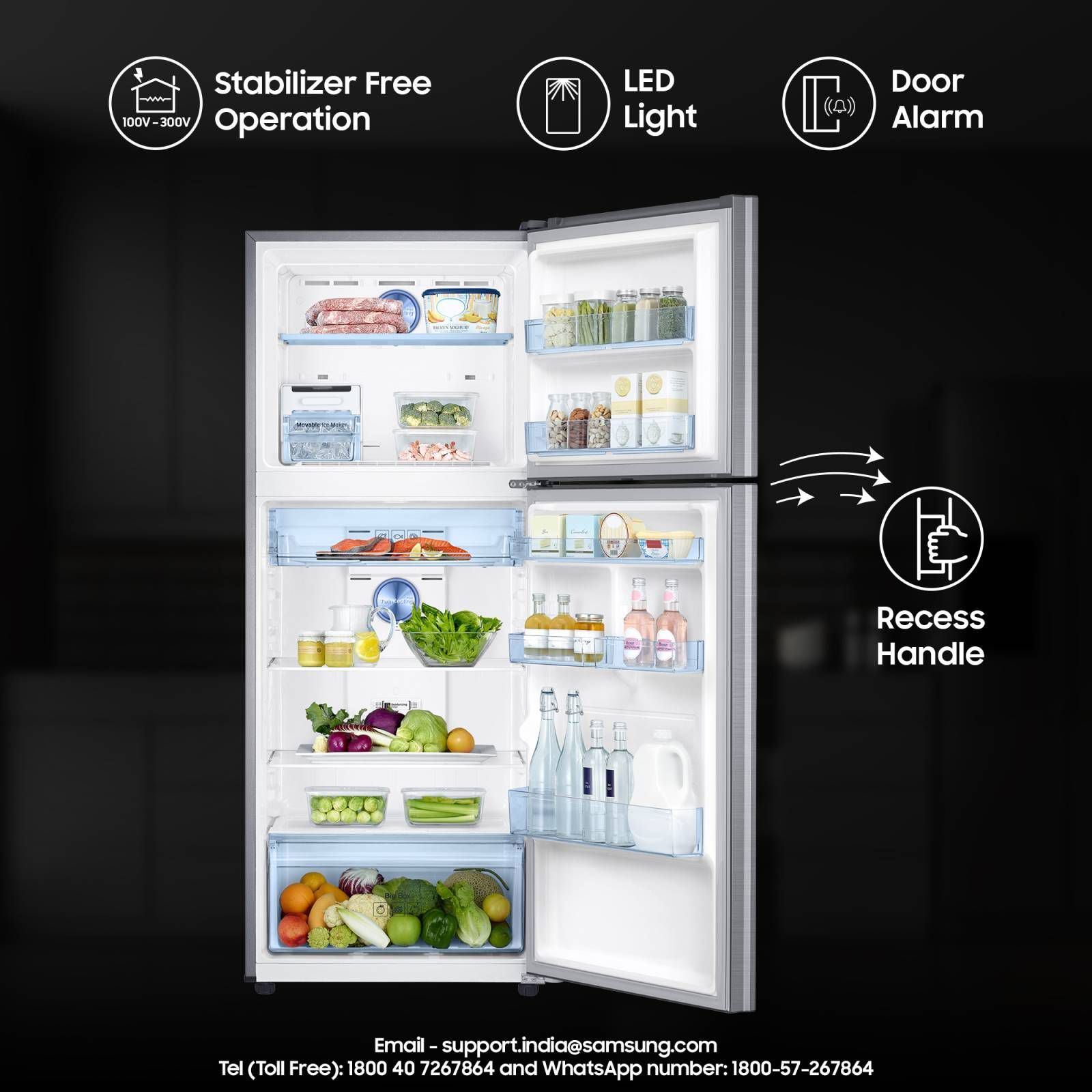 SAMSUNG 363 Litres 2 Star Frost Free Double Door Convertible Refrigerator with Stabilizer Free Operation (RT39C5532S8/HL, Elegant Inox)_11