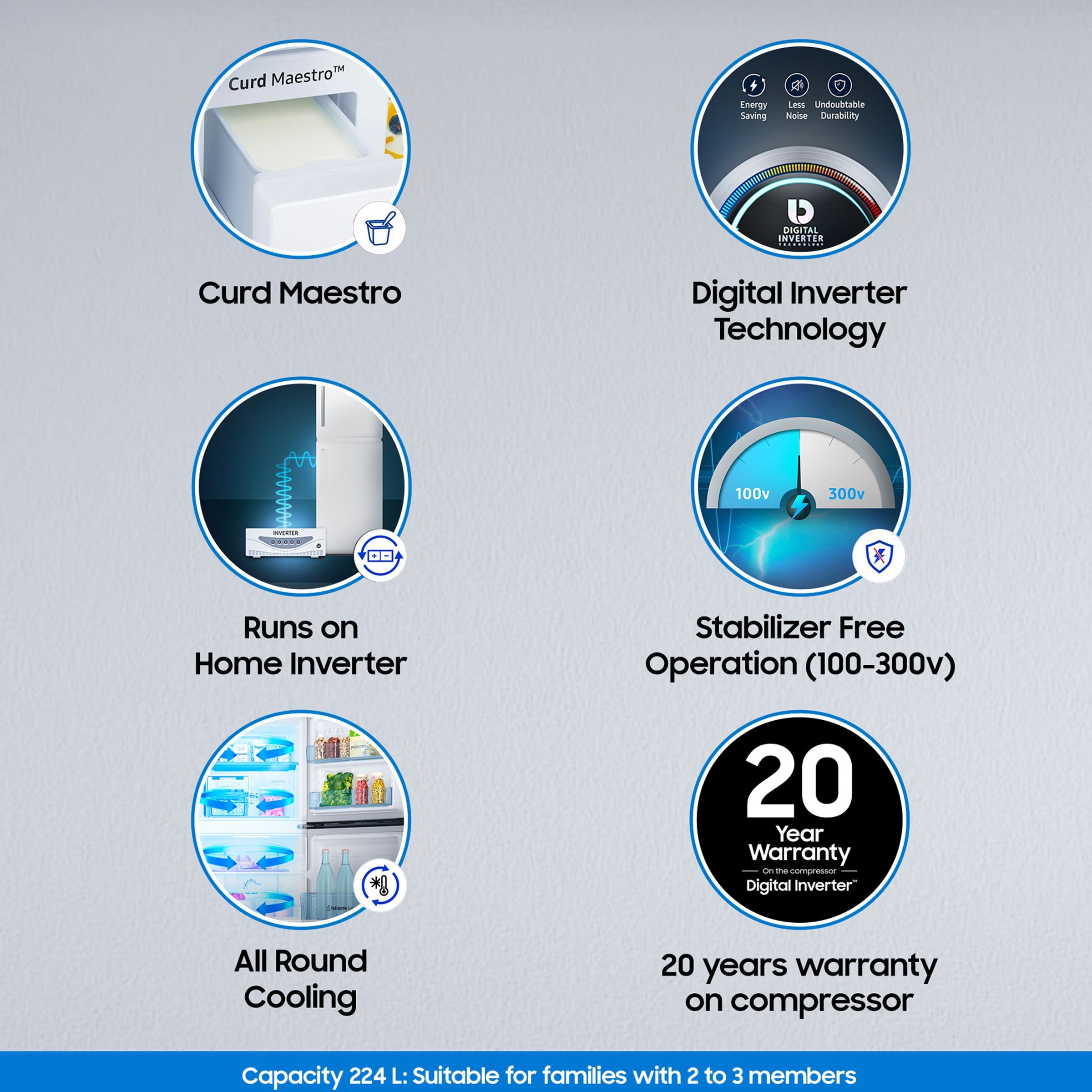 SAMSUNG 224 Litres 2 Star Frost Free Double Door Refrigerator with Curd Maestro (RT28C3522S8/HL, Elegant Inox)_14