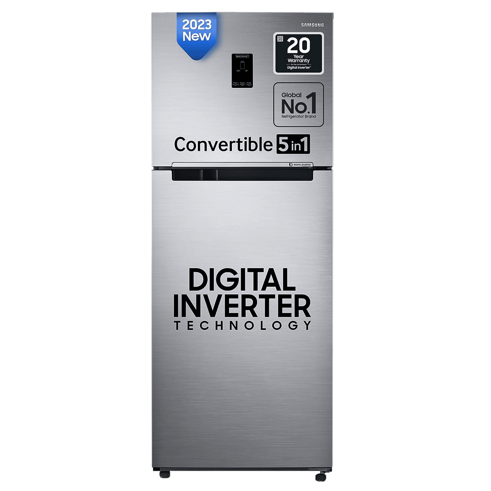 SAMSUNG 363 Litres 1 Star Frost Free Double Door Convertible Refrigerator with Stabilizer Free Operation (RT39C5511S9/HL, Refined Inox)_1