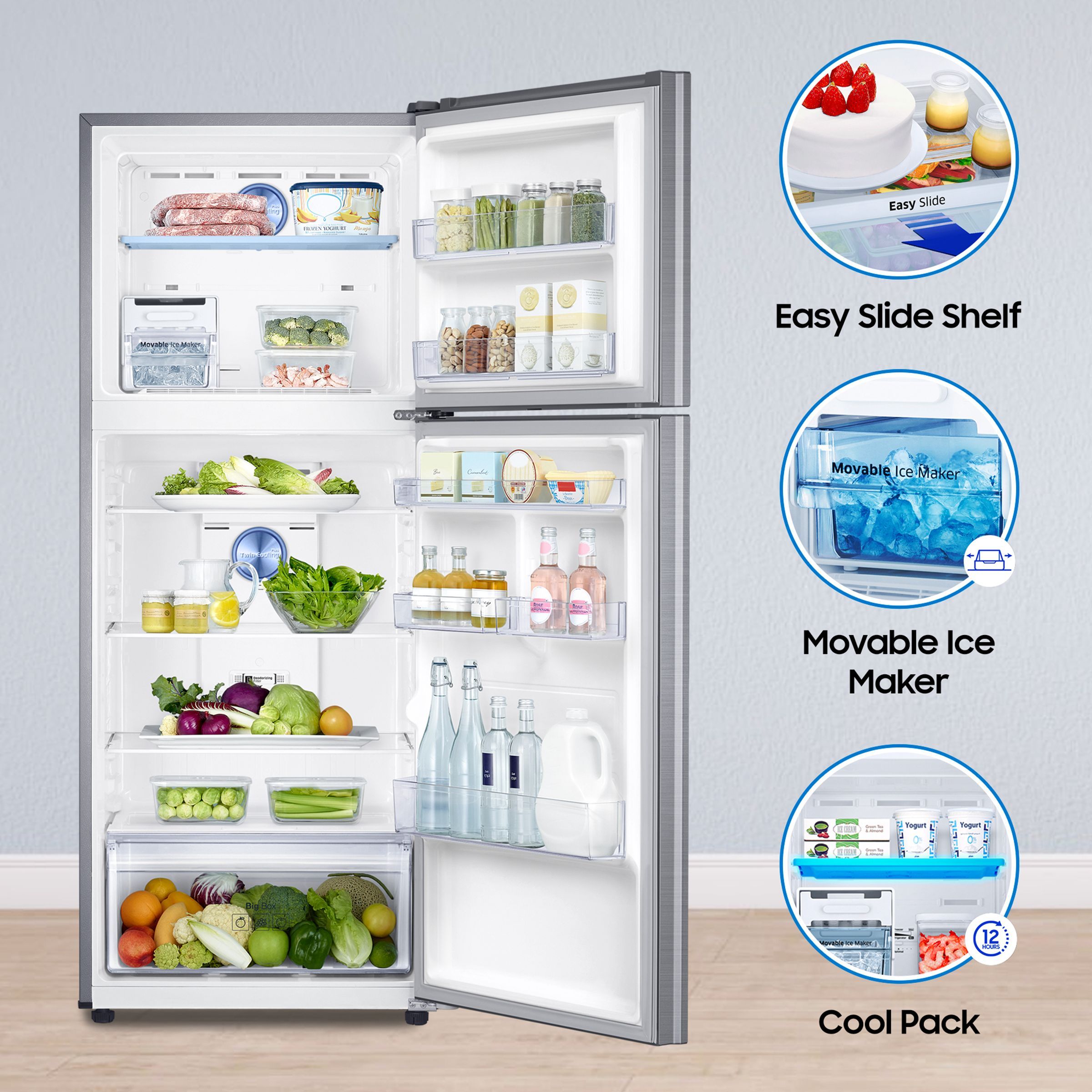 SAMSUNG 363 Litres 1 Star Frost Free Double Door Convertible Refrigerator with Stabilizer Free Operation (RT39C5511S9/HL, Refined Inox)_13