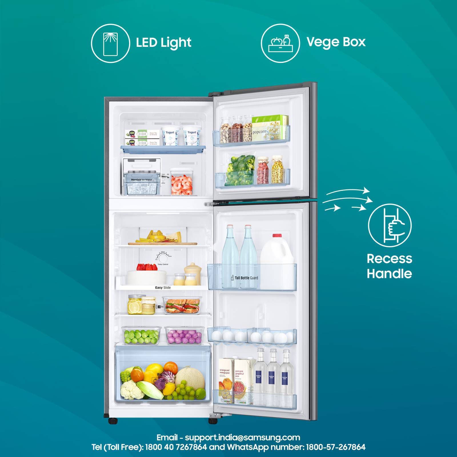 SAMSUNG 236 Litres 2 Star Frost Free Double Door Refrigerator with Power Cut Resistant (RT28C3032GS/HL, Gray Silver)_12