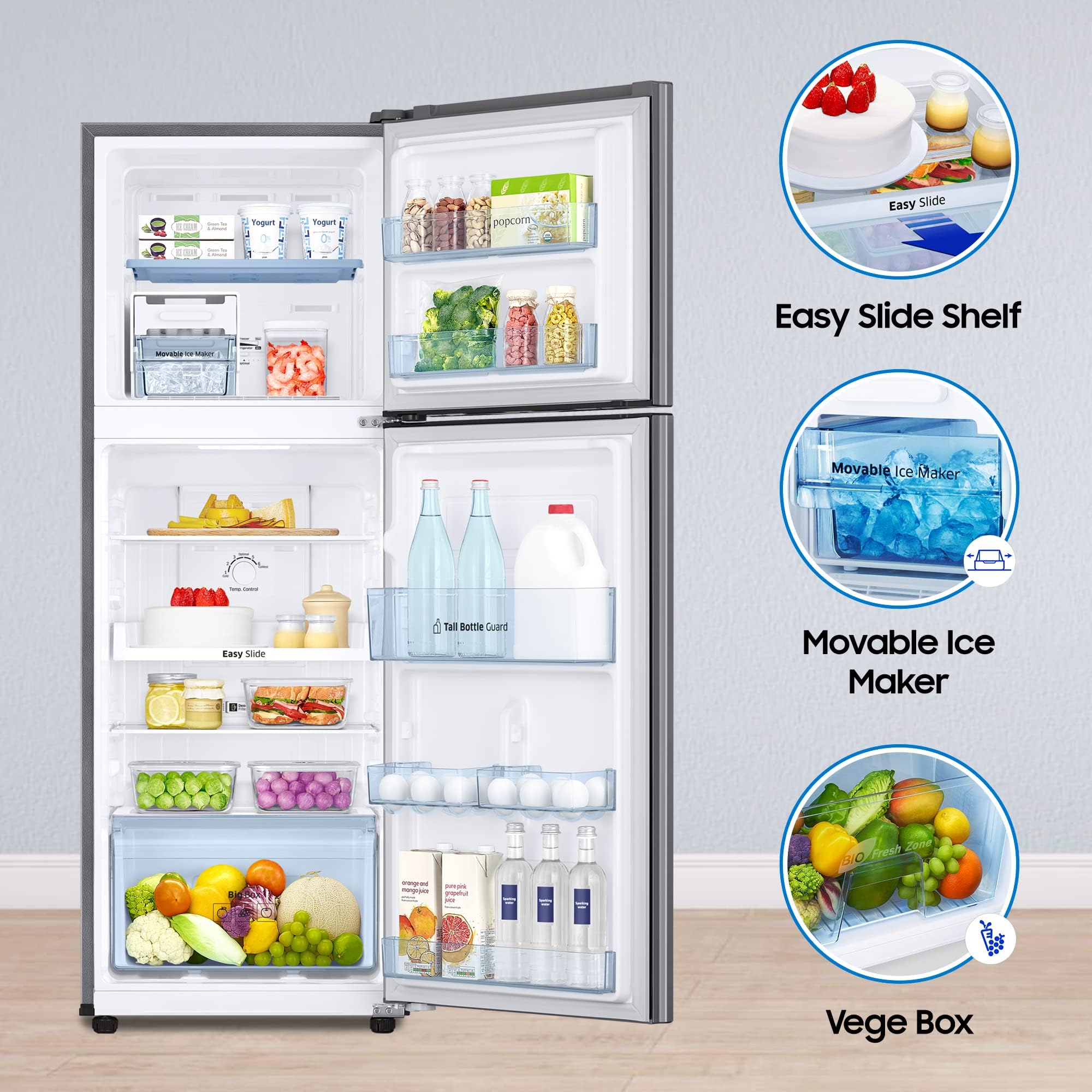 SAMSUNG 236 Litres 2 Star Frost Free Double Door Refrigerator with Power Cut Resistant (RT28C3032GS/HL, Gray Silver)_16