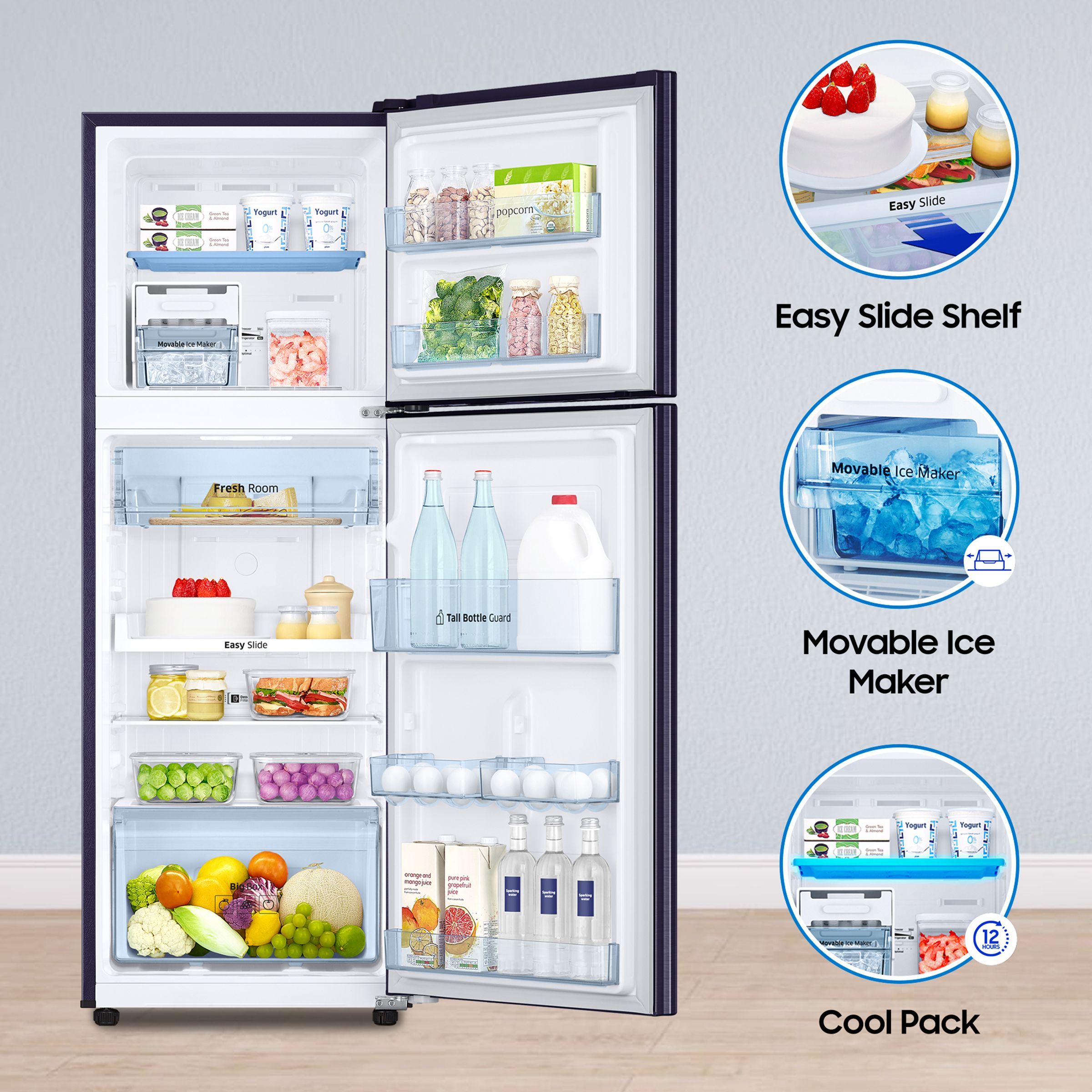 SAMSUNG 236 Litres 2 Star Frost Free Double Door Refrigerator with Toughened Glass Shelves (RT28C3452UT/HL, Pebble Blue) SAMSUNG 236 Litres 2 Star Frost Free Double Door Refrigerator with Toughened Glass Shelves (RT28C3452UT/HL, Pebble Blue)_17