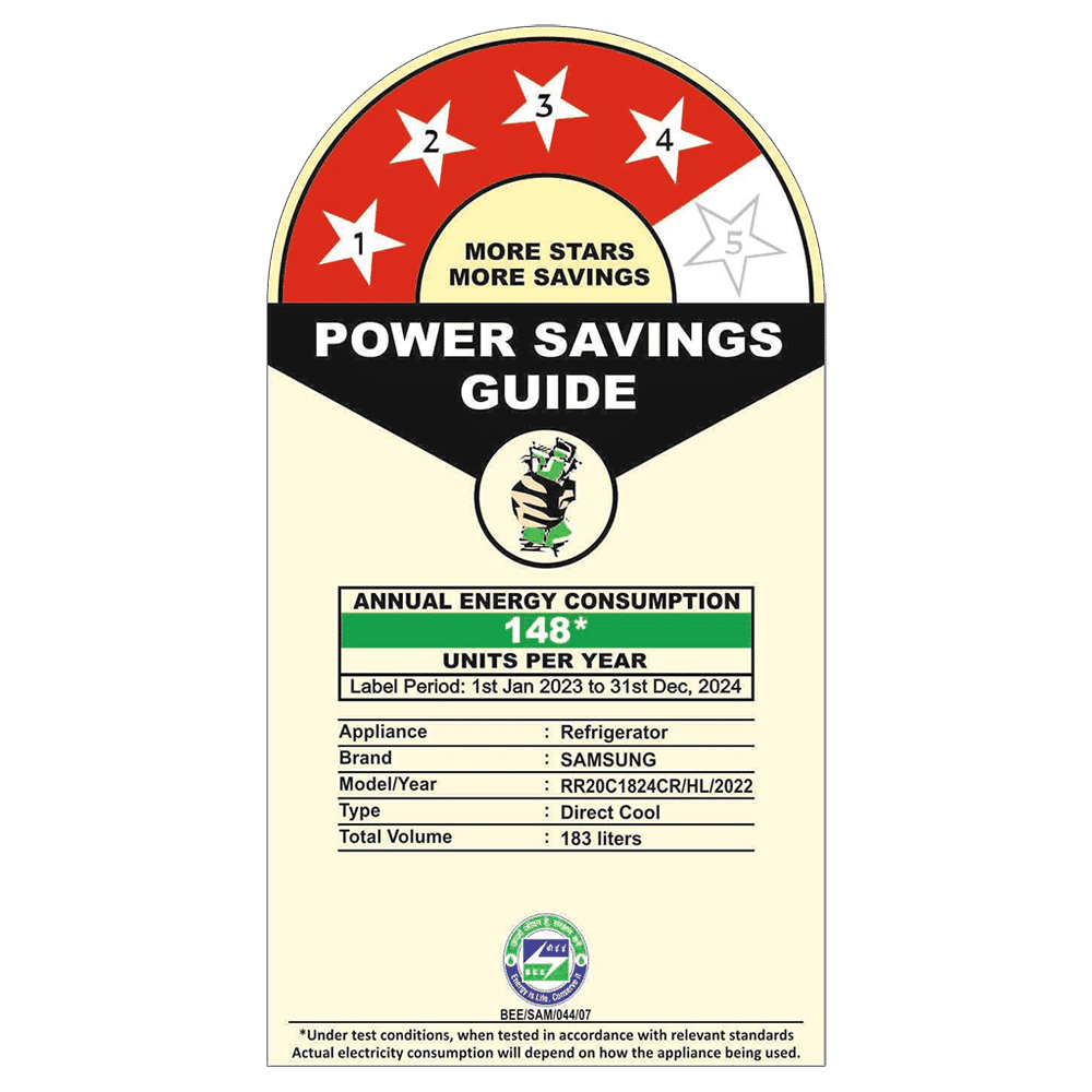 SAMSUNG Stylish Grande 183 Litres4 Star Direct Cool Single Door Refrigerator with Stabilizer Free Operation (RR20C1824CR/HL, Camellia Purple)_8