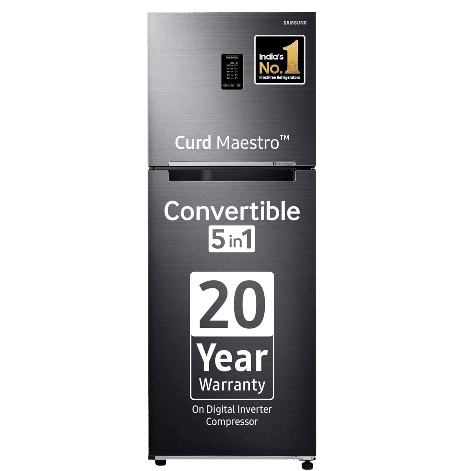 SAMSUNG 291 Litres 2 Star Frost Free Double Door Convertible Refrigerator with Curd Maestro (RT34C4622BX/HL, Luxe black)_1