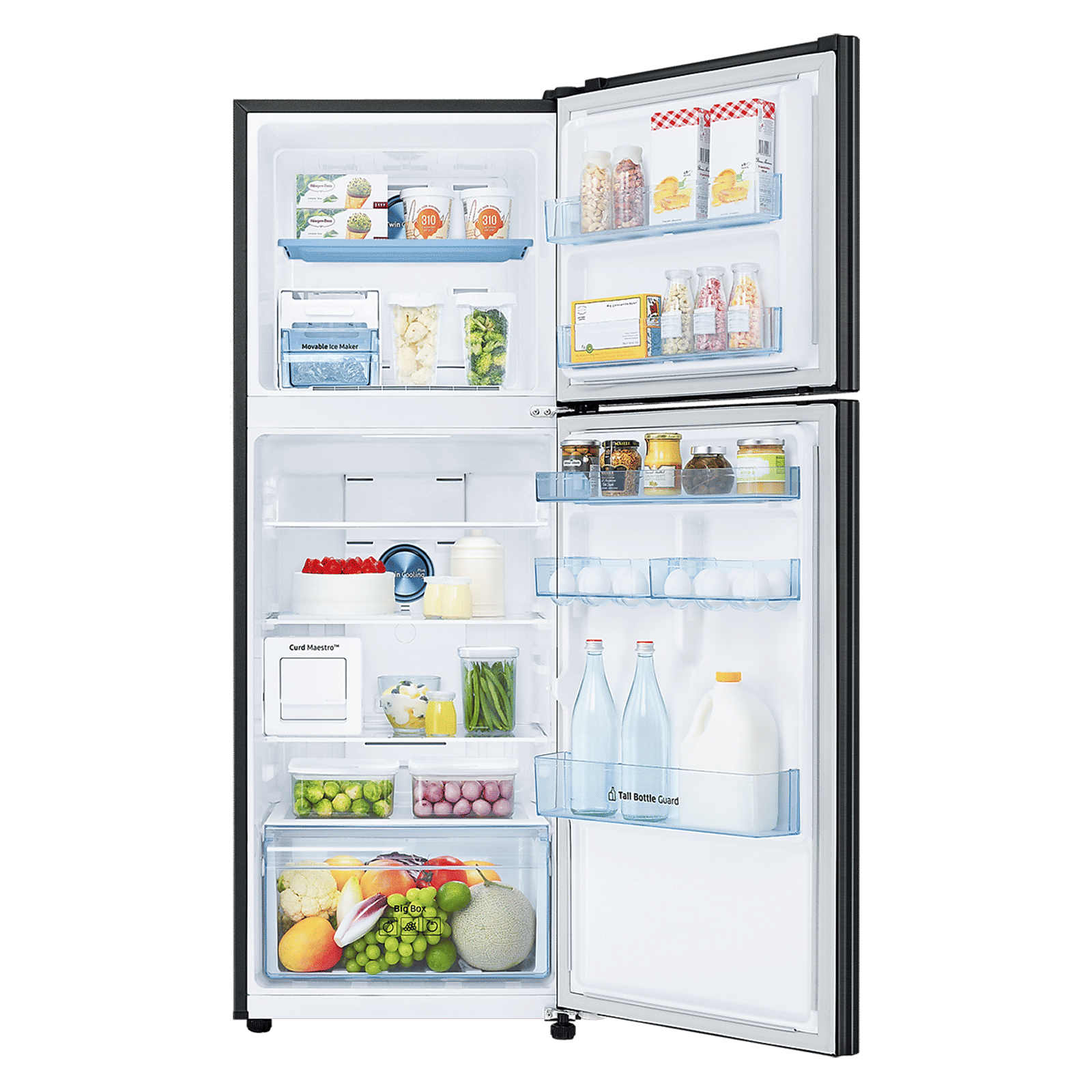 SAMSUNG 291 Litres 2 Star Frost Free Double Door Convertible Refrigerator with Curd Maestro (RT34C4622BX/HL, Luxe black)_5