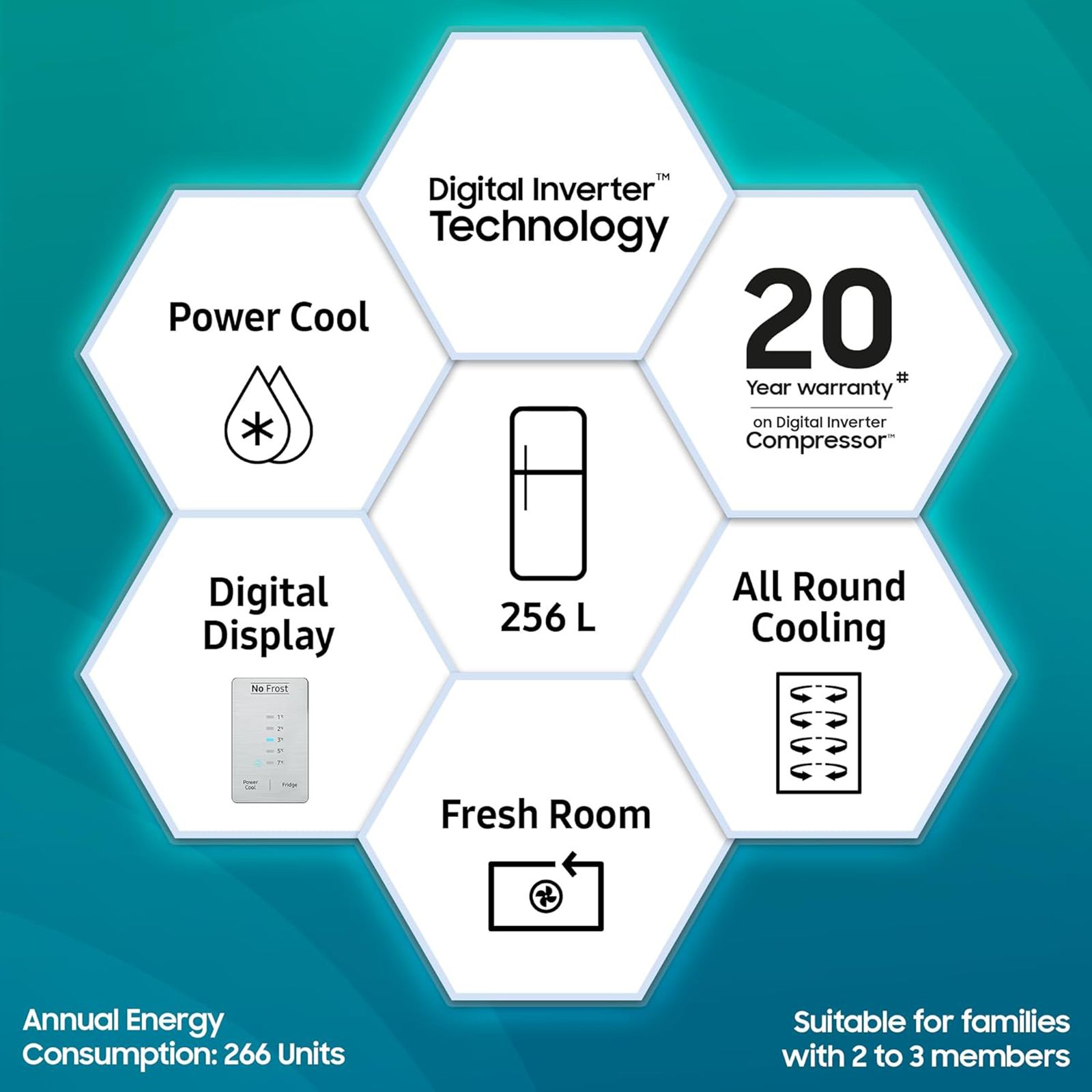 SAMSUNG 256 Litres 2 Star Frost Free Double Door Refrigerator with Toughened Glass Shelves (RT30C3442S9/HL, Refined Inox) SAMSUNG 256 Litres 2 Star Frost Free Double Door Refrigerator with Toughened Glass Shelves (RT30C3442S9/HL, Refined Inox)_16
