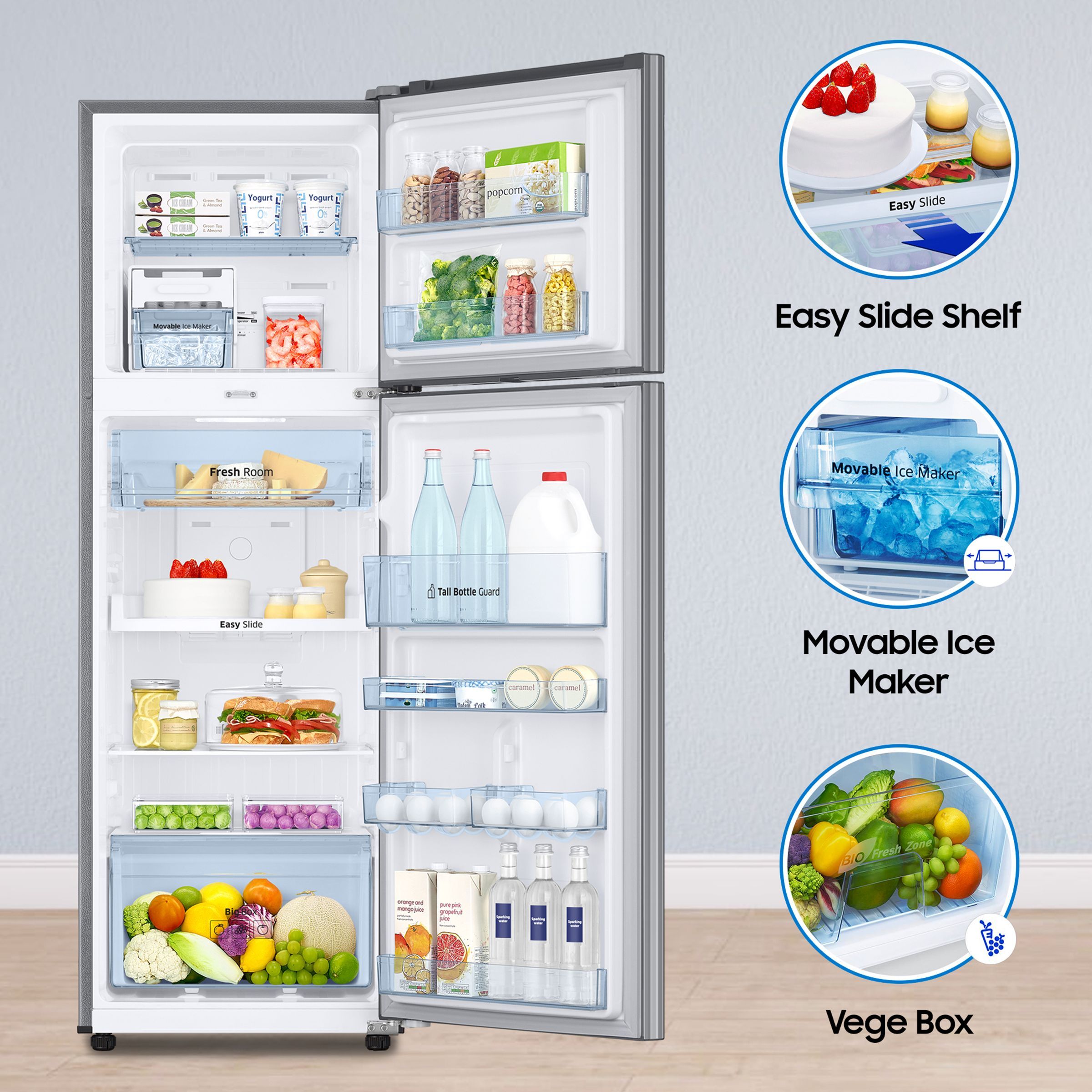 SAMSUNG 256 Litres 2 Star Frost Free Double Door Refrigerator with Toughened Glass Shelves (RT30C3442S9/HL, Refined Inox) SAMSUNG 256 Litres 2 Star Frost Free Double Door Refrigerator with Toughened Glass Shelves (RT30C3442S9/HL, Refined Inox)_19