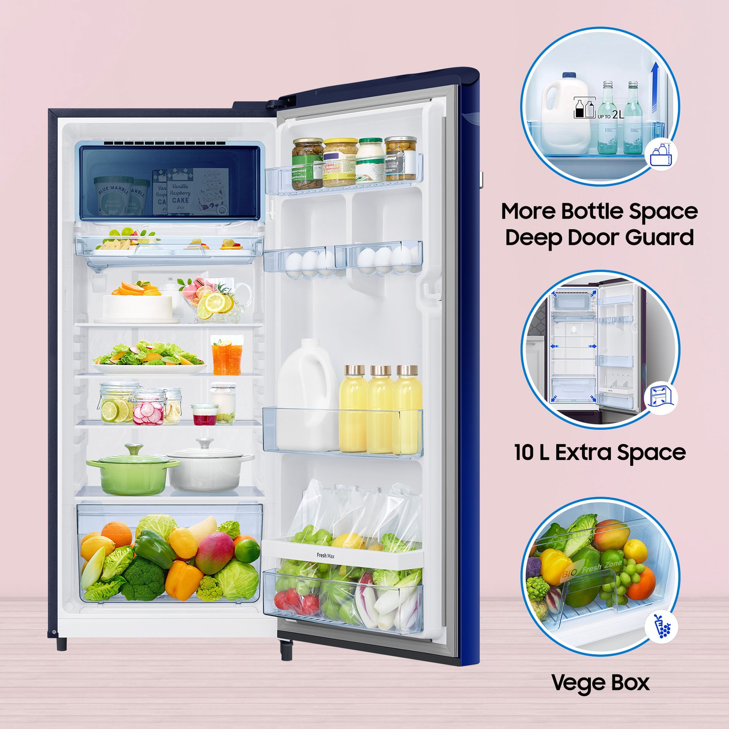 SAMSUNG 215 Litres 5 Star Direct Cool Single Door Refrigerator with Digi-Touch Cool (RR23C2E35NK/HL, Orange Blossom Blue)_17