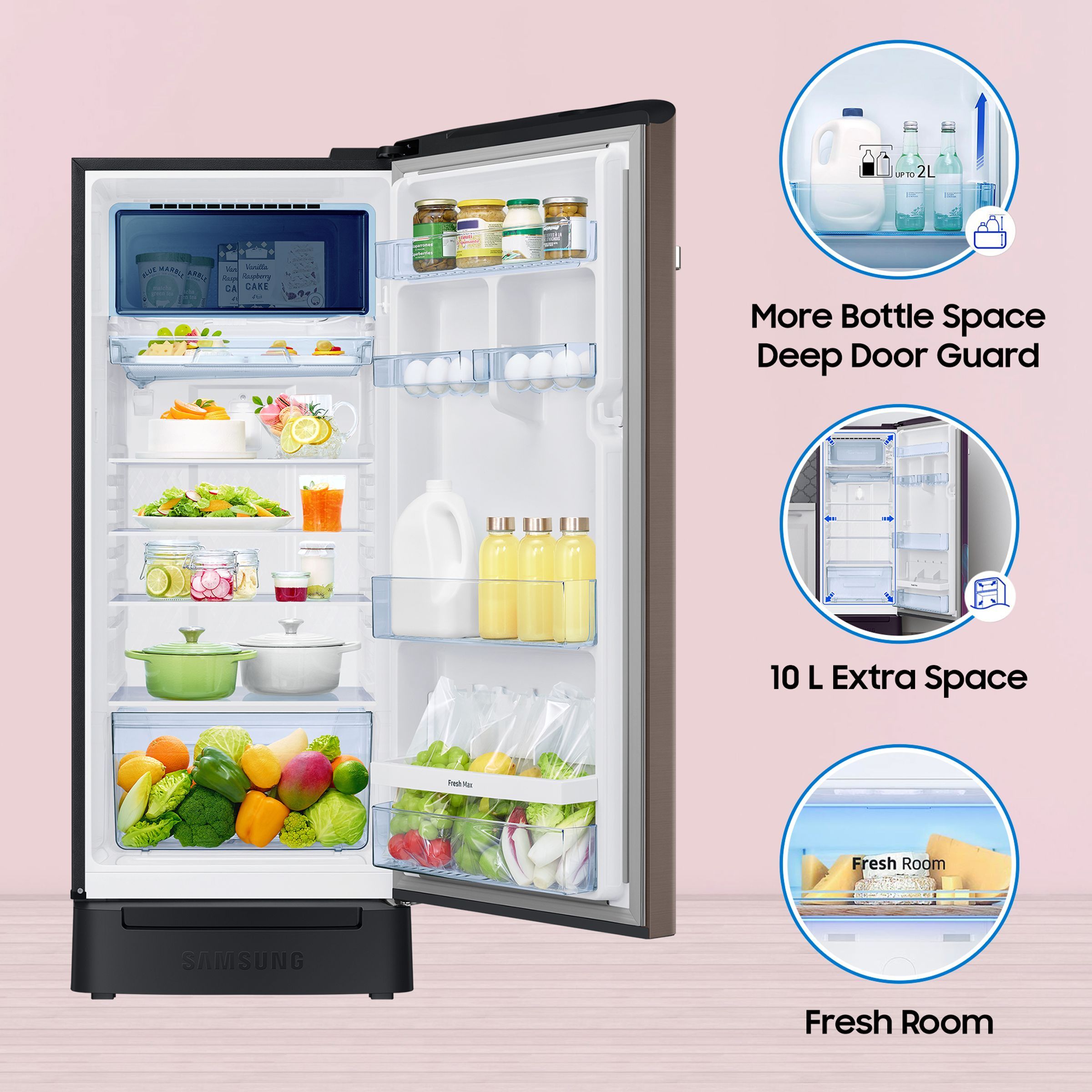 SAMSUNG 215 Litres 5 Star Direct Cool Single Door Refrigerator with Digi-Touch Cool (RR23C2F35DX/HL, Luxe Brown)_15