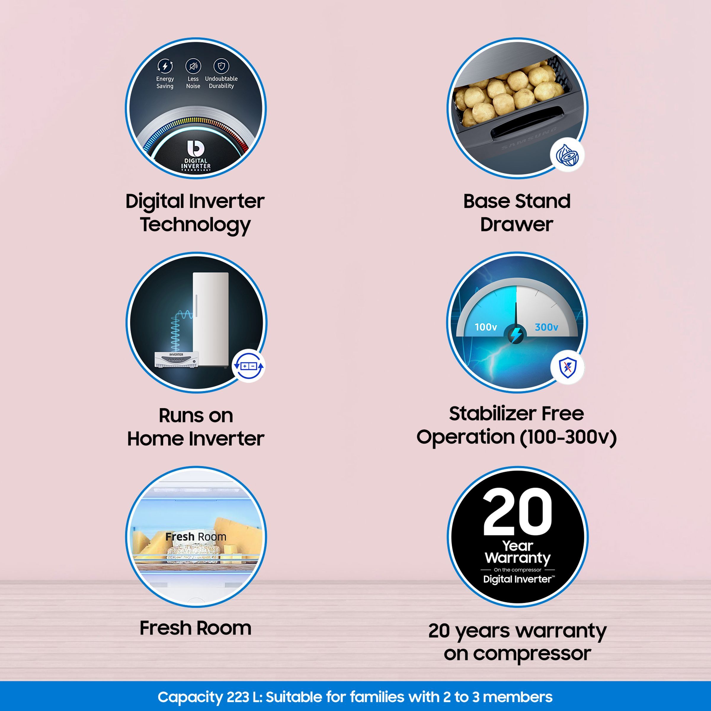 SAMSUNG 223 Litres 3 Star Direct Cool Single Door Refrigerator with Base Drawer (RR24C2823S8/NL, Elegant Inox) SAMSUNG 223 Litres 3 Star Direct Cool Single Door Refrigerator with Base Drawer (RR24C2823S8/NL, Elegant Inox)_15