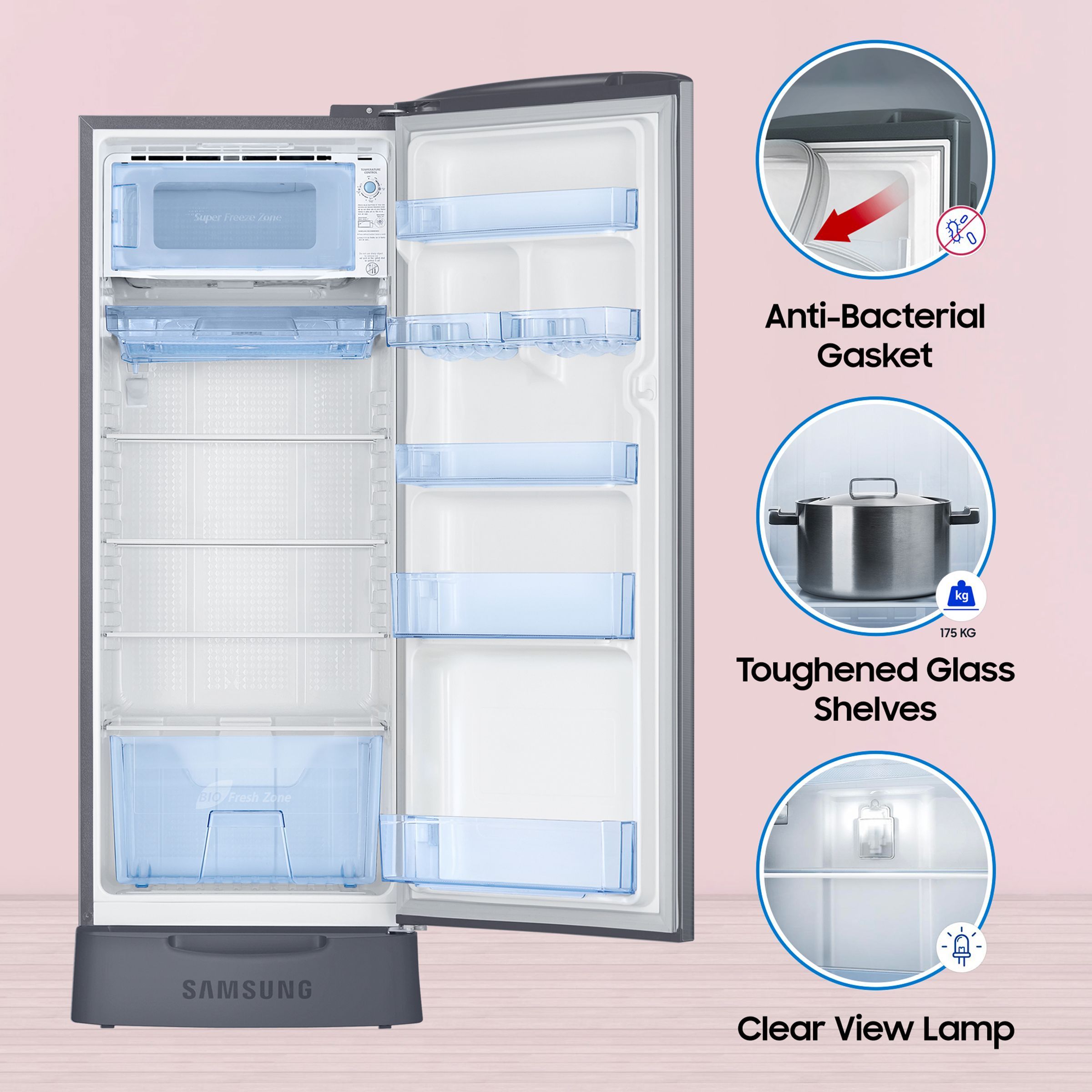 SAMSUNG 223 Litres 3 Star Direct Cool Single Door Refrigerator with Base Drawer (RR24C2823S8/NL, Elegant Inox) SAMSUNG 223 Litres 3 Star Direct Cool Single Door Refrigerator with Base Drawer (RR24C2823S8/NL, Elegant Inox)_16