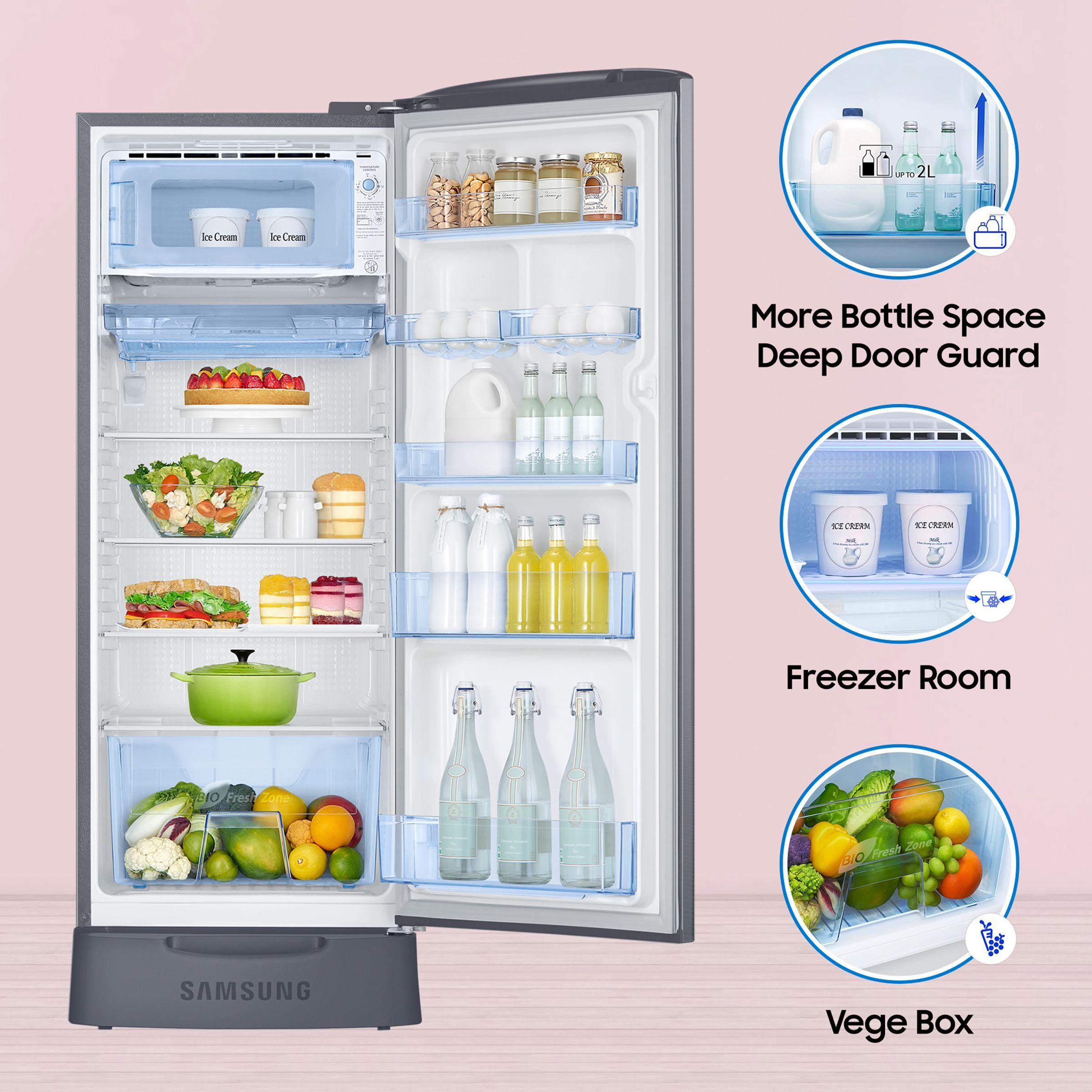 SAMSUNG 223 Litres 3 Star Direct Cool Single Door Refrigerator with Base Drawer (RR24C2823S8/NL, Elegant Inox) SAMSUNG 223 Litres 3 Star Direct Cool Single Door Refrigerator with Base Drawer (RR24C2823S8/NL, Elegant Inox)_17