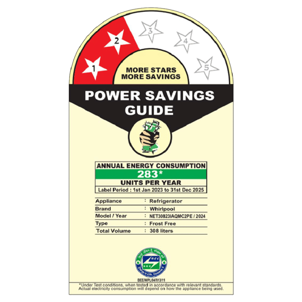 Whirlpool Intellifresh Pro 308 Litres 2 Star Frost Free Double Door Convertible Refrigerator with 6th Sense Technology (Grey) Whirlpool Intellifresh Pro 308 Litres 2 Star Frost Free Double Door Convertible Refrigerator with 6th Sense Technology (Grey)_7