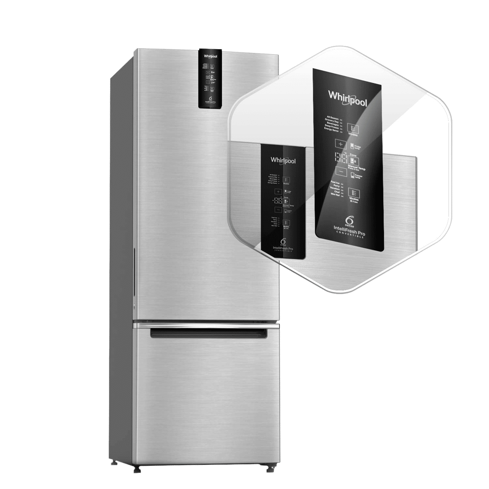 Whirlpool Intellifresh Pro 285 Litres 2 Star Frost Free Double Door Bottom Mount Convertible Refrigerator with 6th Sense Technology (IFPRO BM INV CNV 3, Grey)_10