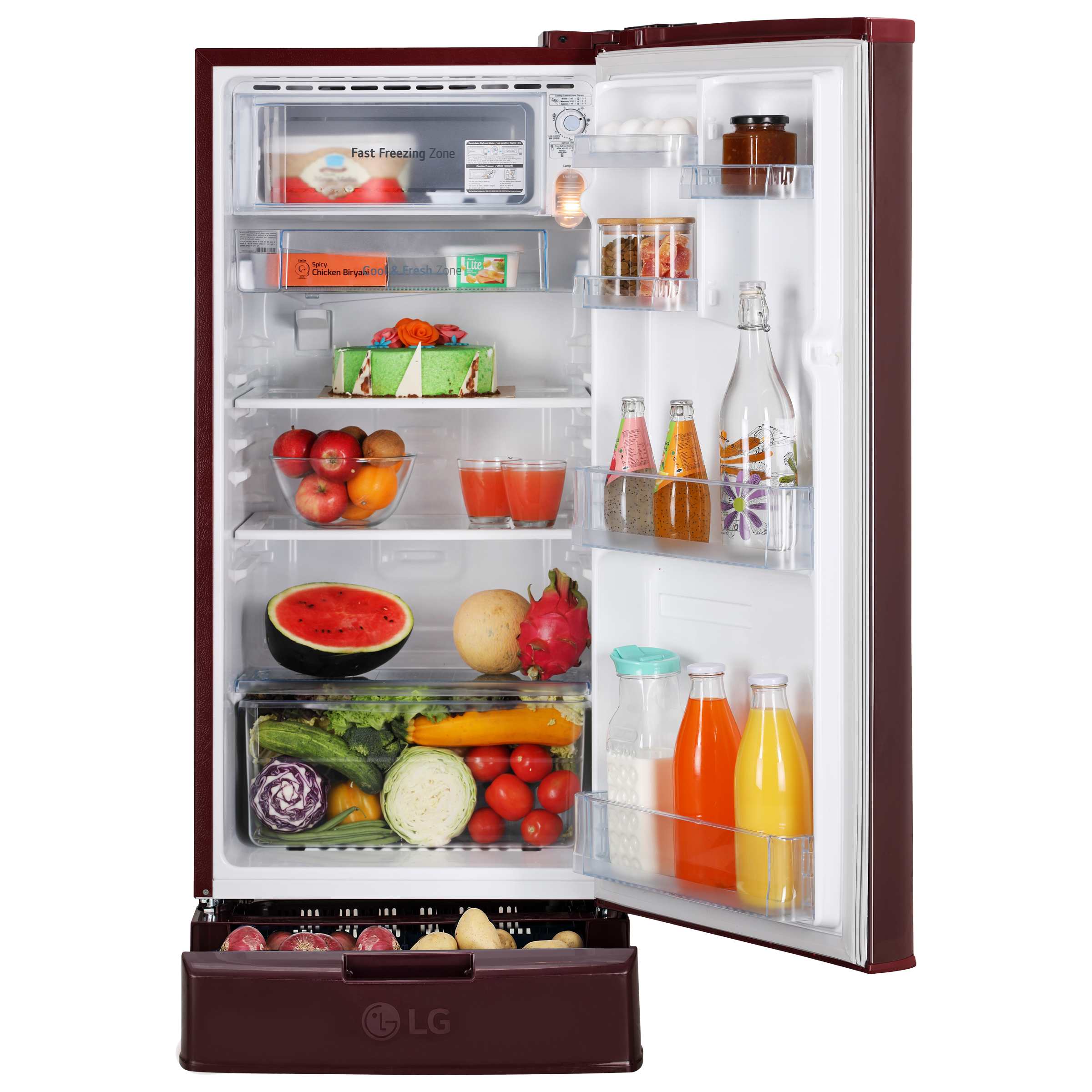 LG 185 Litres 3 Star Direct Cool Single Door Refrigerator with Stabilizer Free Operation (GL-D199OSED.ASEZEB, Scarlet Euphoria) LG 185 Litres 3 Star Direct Cool Single Door Refrigerator with Stabilizer Free Operation (GL-D199OSED.ASEZEB, Scarlet Euphoria)_5