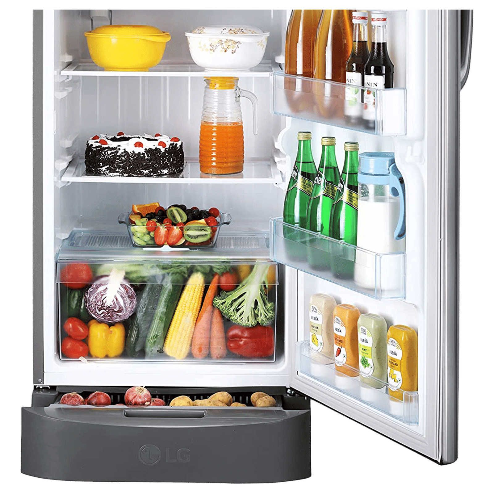 LG 205 Litres 4 Star Direct Cool Single Door Refrigerator with Base stand and Drawer (GL-D221APZY.DPZZEBN, Shiny Steel)_7