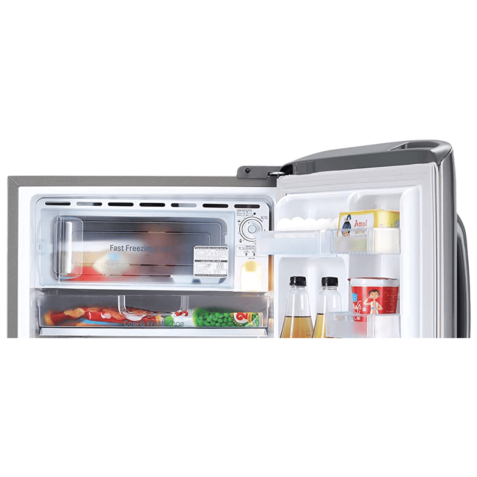 LG 205 Litres 4 Star Direct Cool Single Door Refrigerator with Base stand and Drawer (GL-D221APZY.DPZZEBN, Shiny Steel)_8