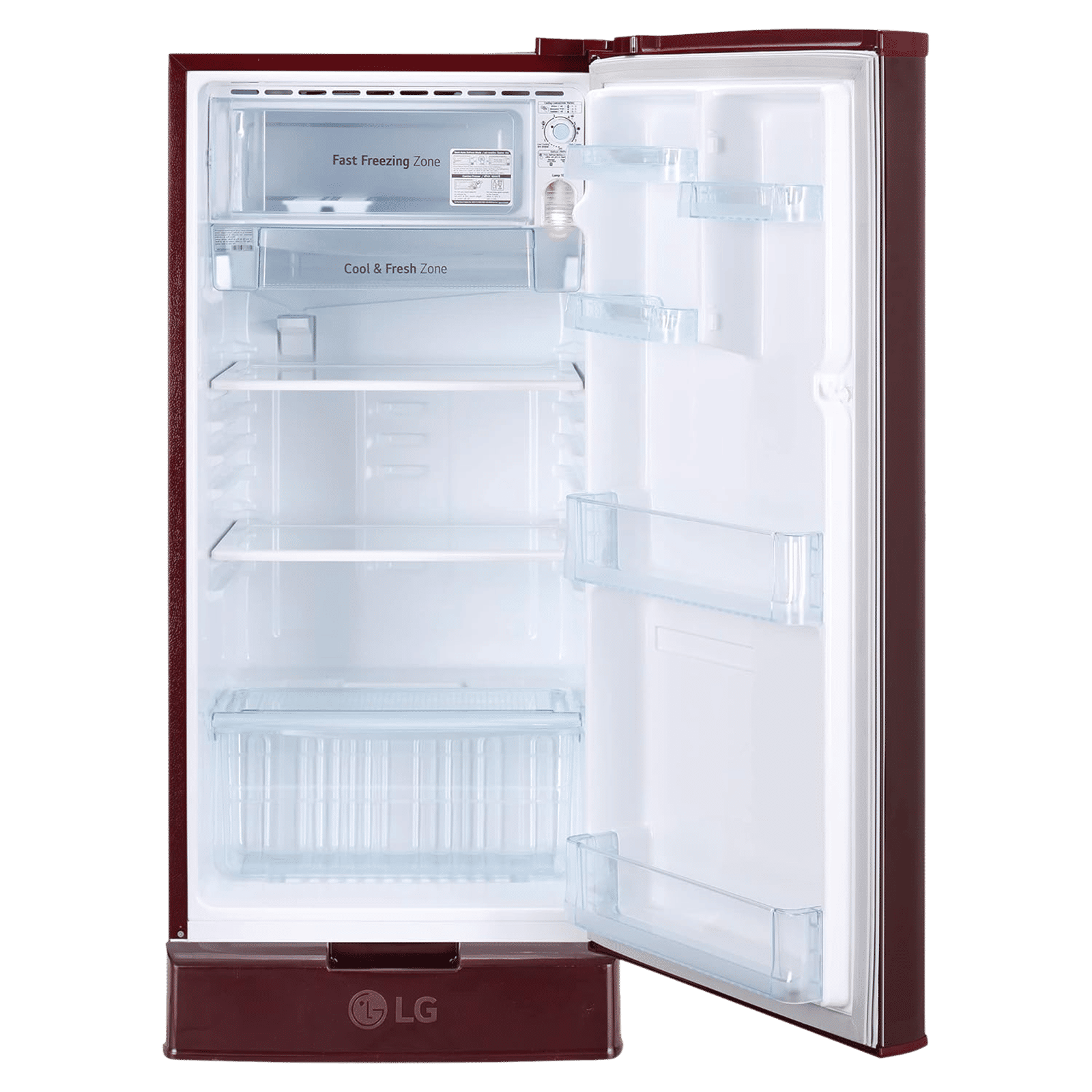 LG 185 Litres 4 Star Direct Cool Single Door Refrigerator with Base stand and Drawer (GL-D199OSEY.DSEZPST, Scarlet Euphoria)_12