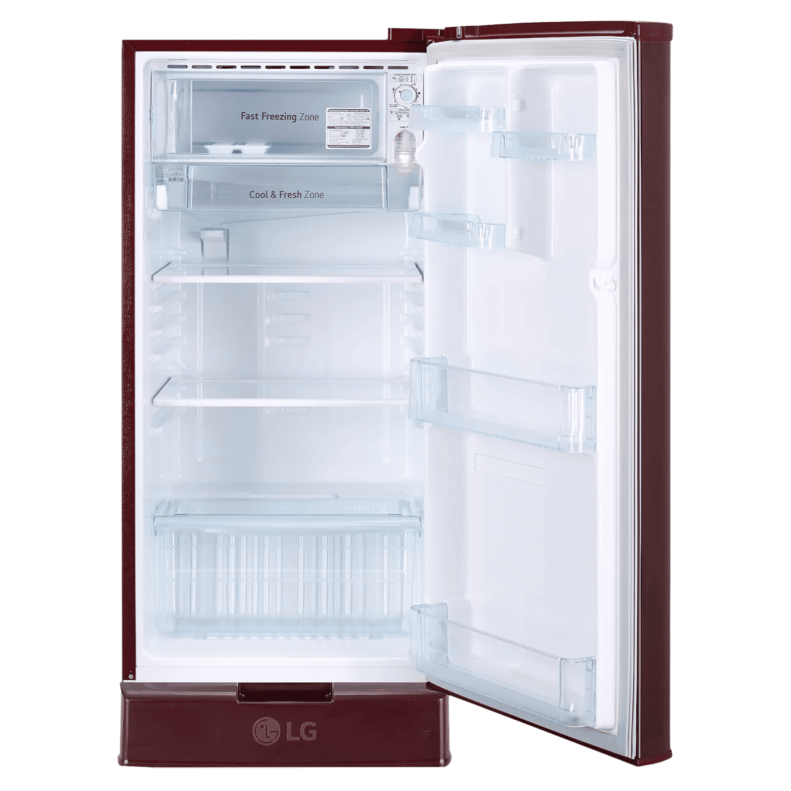 LG 185 Litres 4 Star Direct Cool Single Door Refrigerator with Base stand and Drawer (GL-D199OSEY.DSEZPST, Scarlet Euphoria)_6