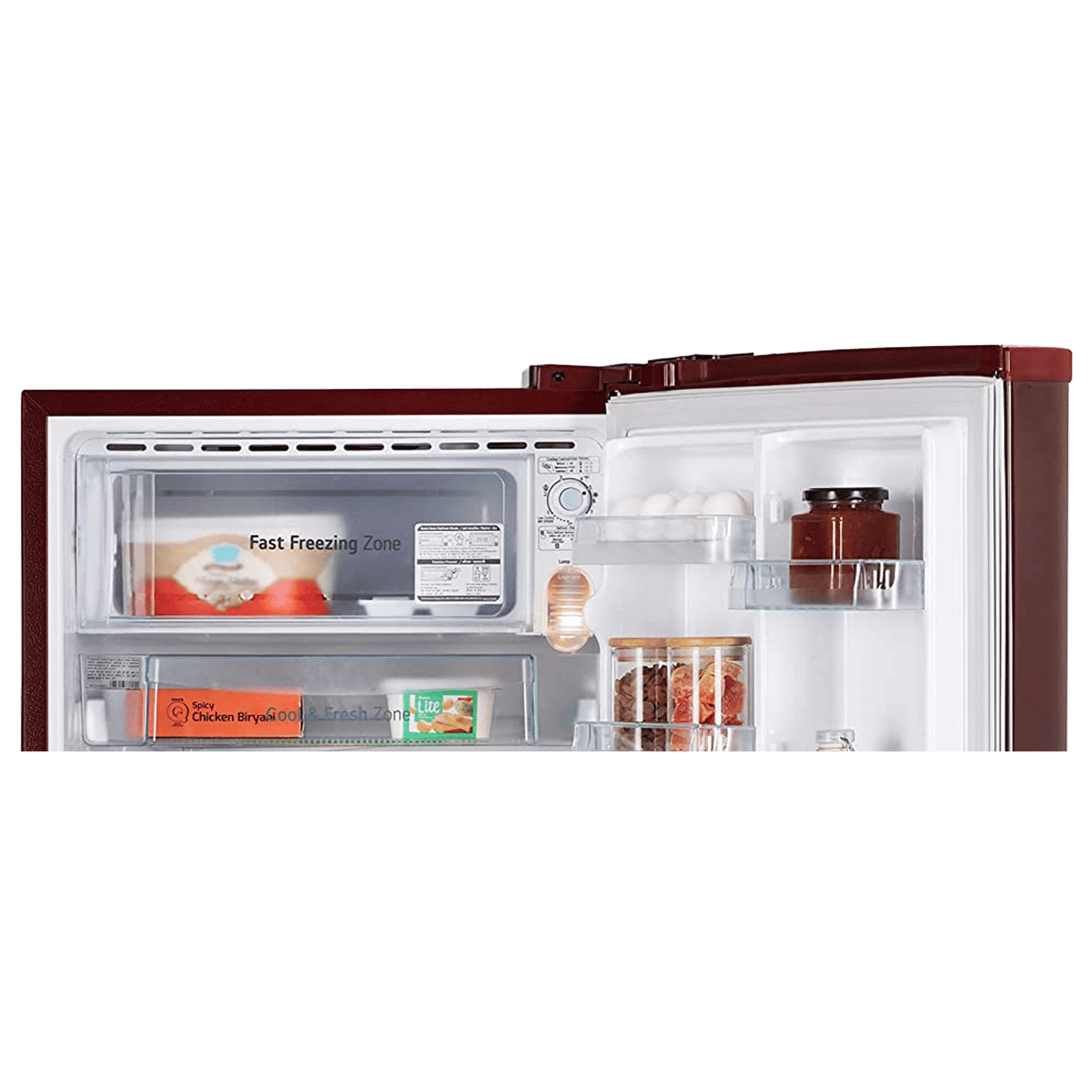 LG 185 Litres 4 Star Direct Cool Single Door Refrigerator with Base stand and Drawer (GL-D199OSEY.DSEZPST, Scarlet Euphoria)_8