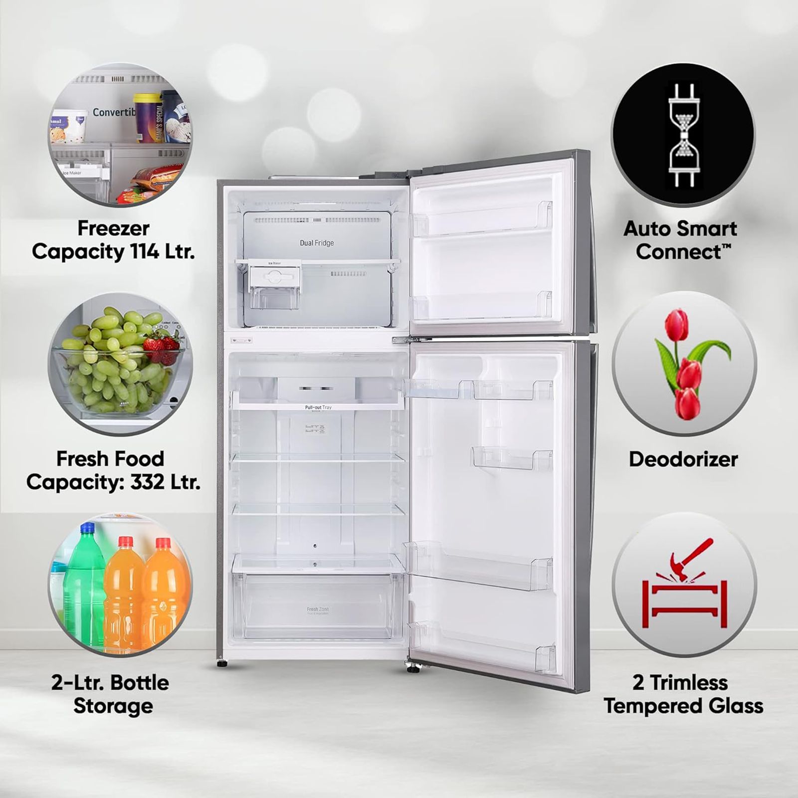 LG 446 Litres 1 Star Frost Free Double Door Convertible Refrigerator with Smart Diagnosis (GL-T502APZR.DPZZEBN, Shiny Steel) LG 446 Litres 1 Star Frost Free Double Door Convertible Refrigerator with Smart Diagnosis (GL-T502APZR.DPZZEBN, Shiny Steel)_17