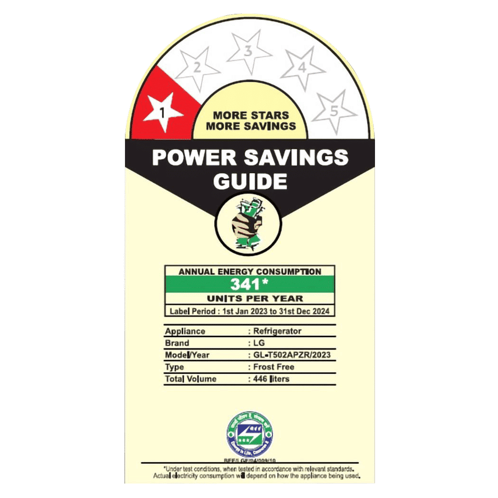 LG 446 Litres 1 Star Frost Free Double Door Convertible Refrigerator with Smart Diagnosis (GL-T502APZR.DPZZEBN, Shiny Steel) LG 446 Litres 1 Star Frost Free Double Door Convertible Refrigerator with Smart Diagnosis (GL-T502APZR.DPZZEBN, Shiny Steel)_10