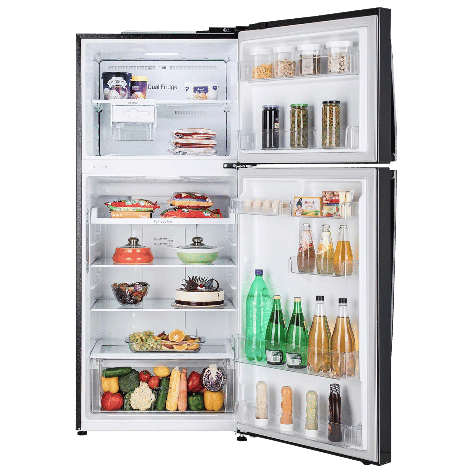 LG 412 Litres 1 Star Frost Free Double Door Convertible Refrigerator with Smart Diagnosis (GL-T432AESR.DESZEB, Ebony Sheen)_5