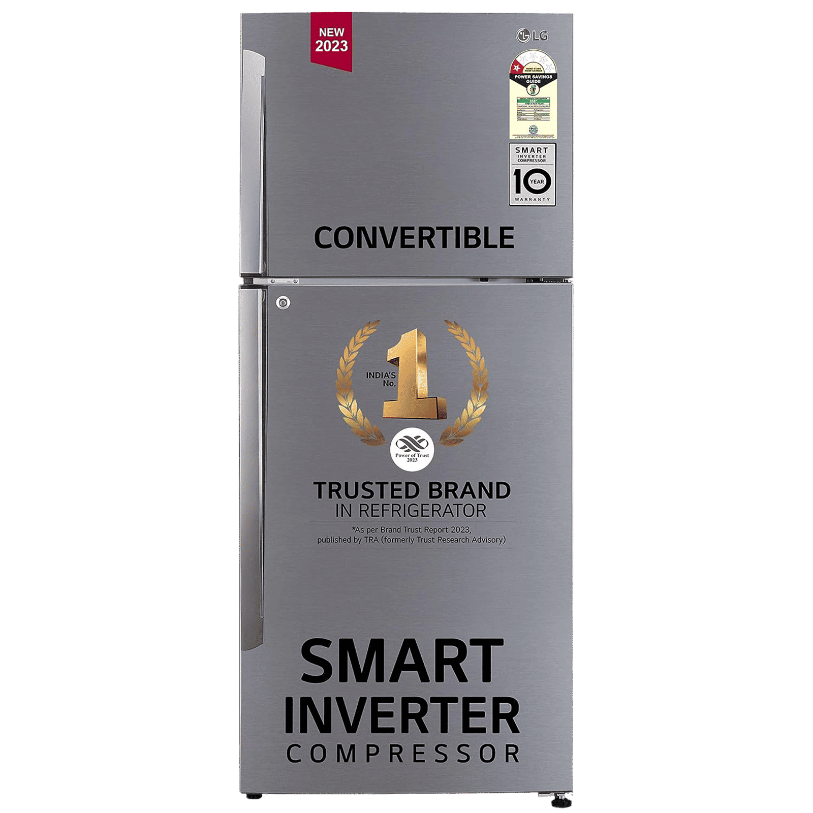 LG 412 Litres 1 Star Frost Free Double Door Convertible Refrigerator with Smart Inverter Compressor (GL-T432APZR.DPZZEB, Shiny Steel)_1