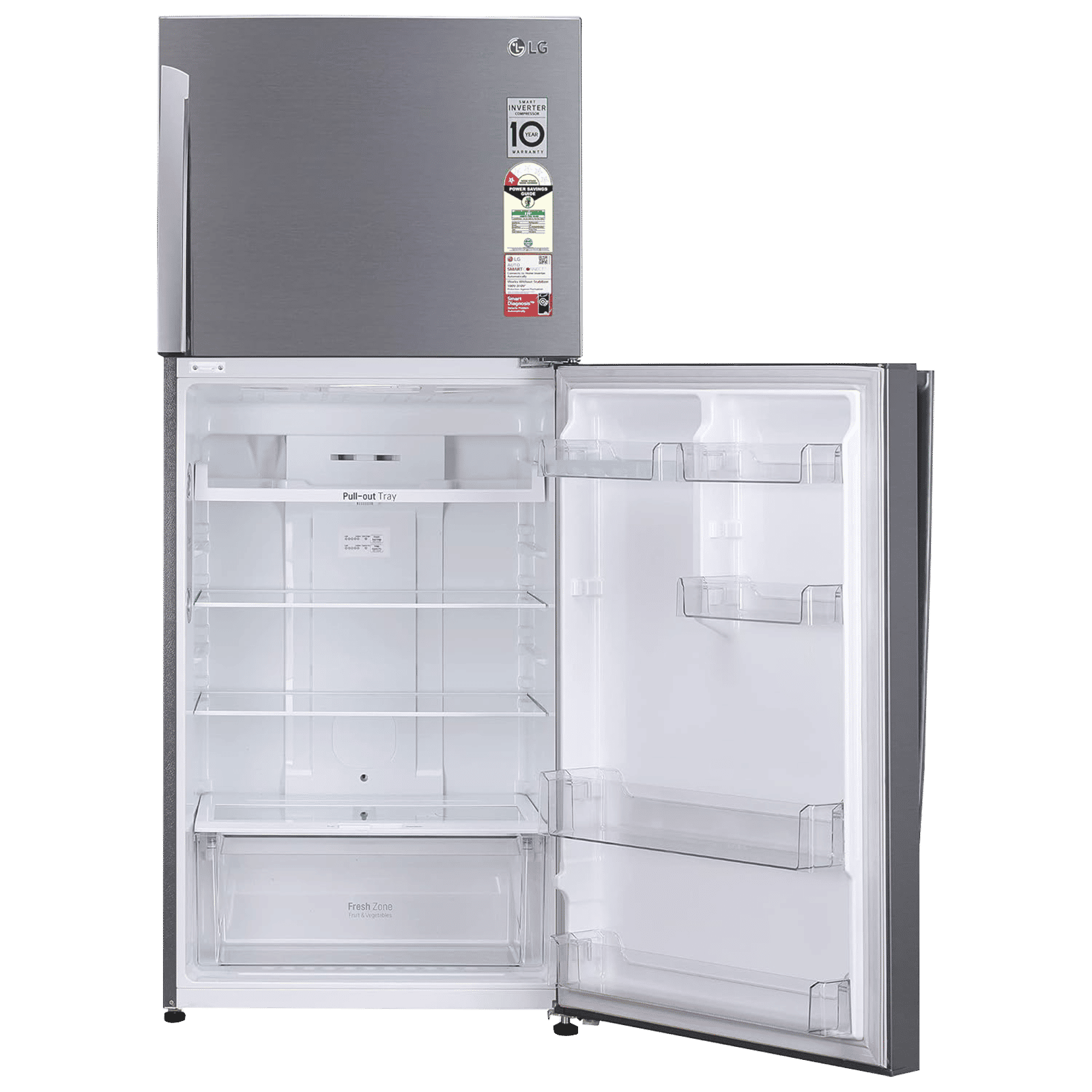 LG 412 Litres 1 Star Frost Free Double Door Convertible Refrigerator with Smart Inverter Compressor (GL-T432APZR.DPZZEB, Shiny Steel)_14