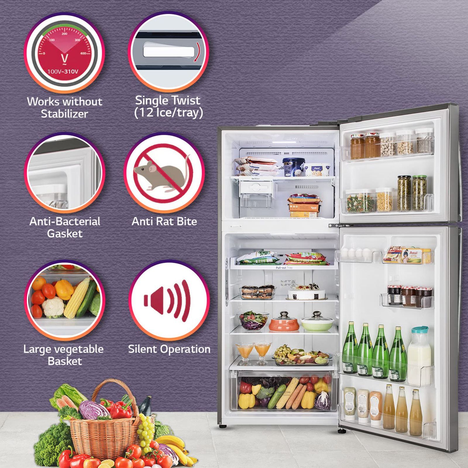 LG 412 Litres 1 Star Frost Free Double Door Convertible Refrigerator with Smart Inverter Compressor (GL-T432APZR.DPZZEB, Shiny Steel)_16