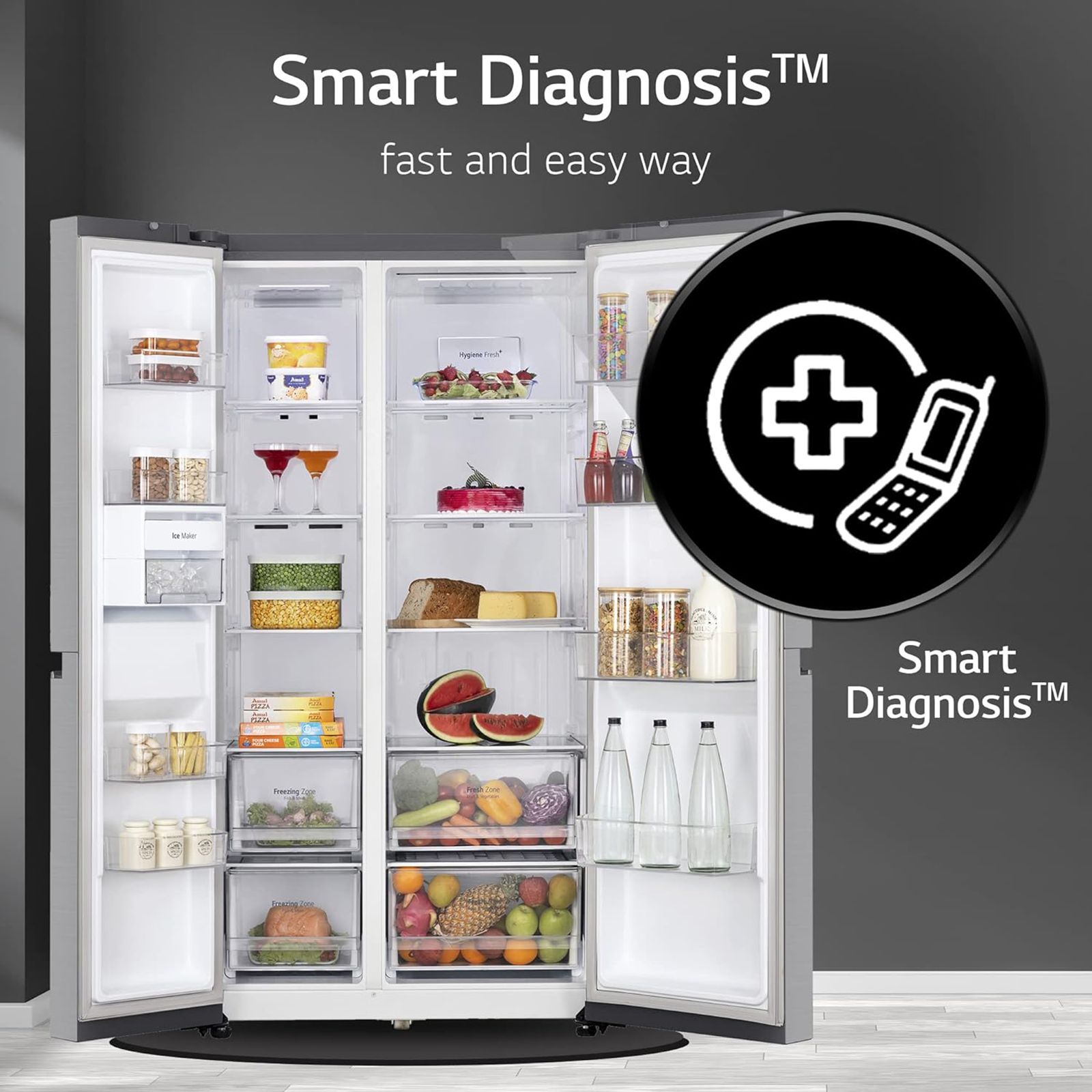 LG 655 Litres 3 Star Side by Side Refrigerator with Smart Diagnosis (GL-B257EPZX.DPZZEBN, Shinny Steel)_17