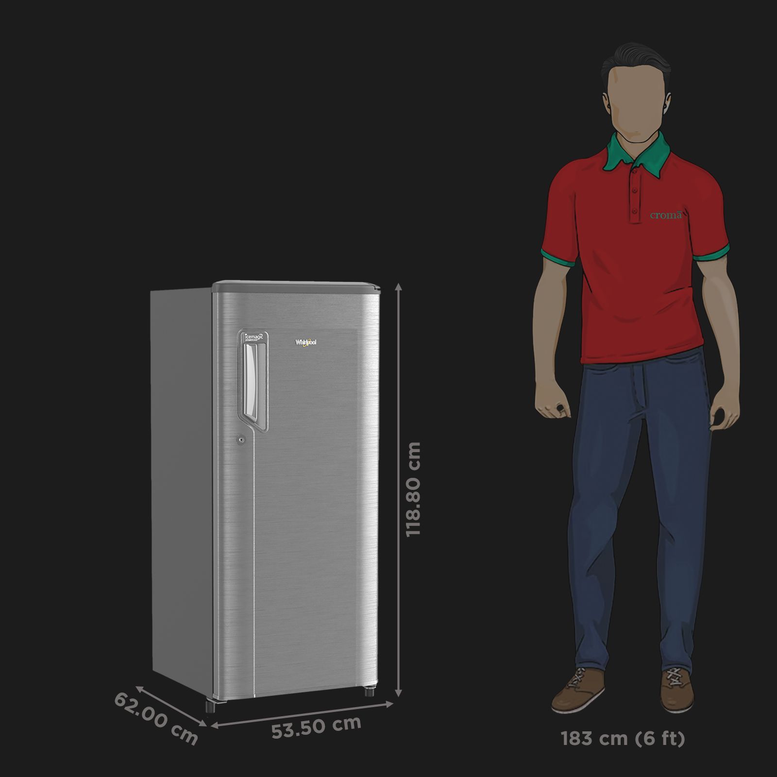 Whirlpool Icemagic Powercool 184 Litres 3 Star Direct Cool Single Door Refrigerator with Stabilizer Free Operation (72511, Steel)_2
