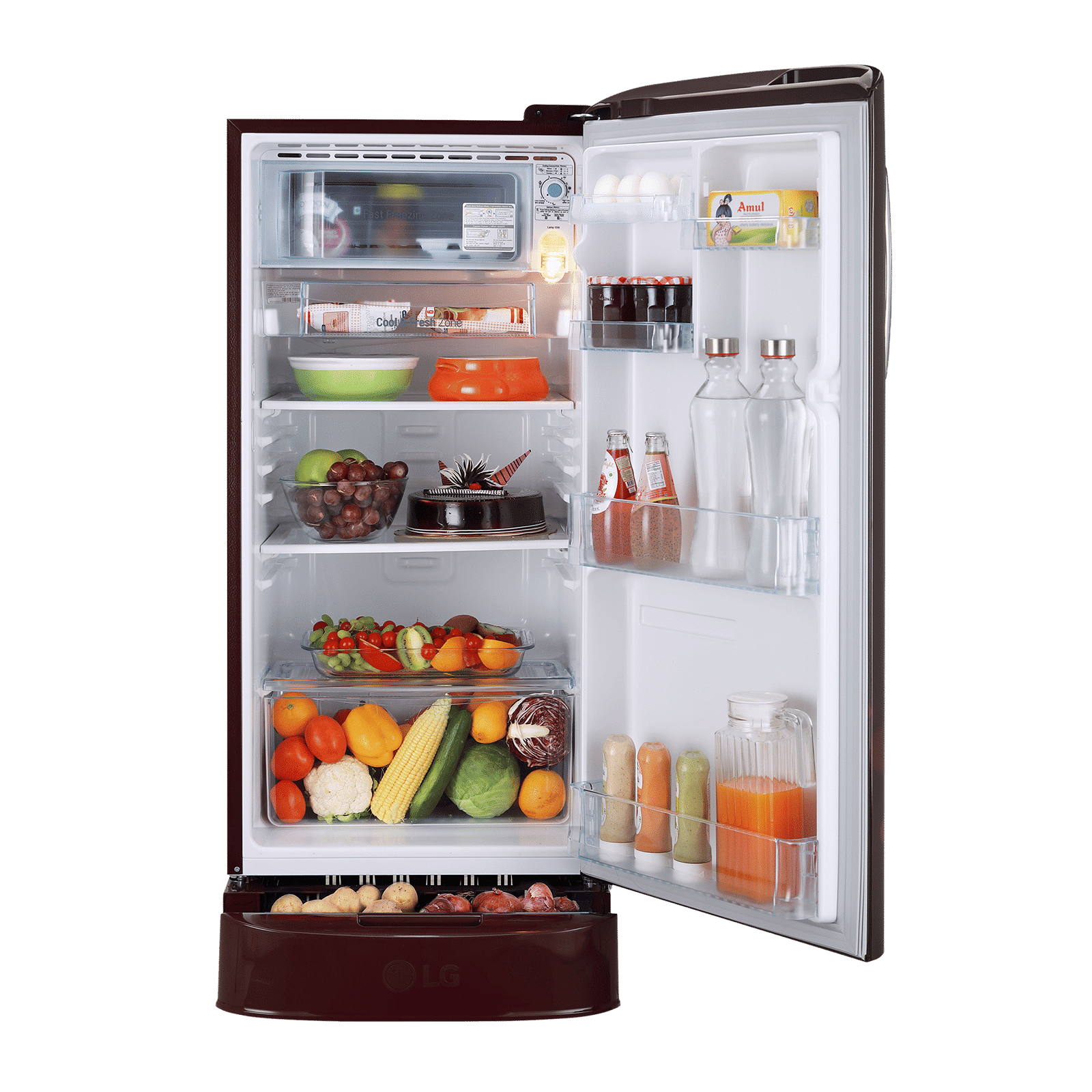 LG 190 Litres 3 Star Direct Cool Single Door Refrigerator with Stabilizer Free Operation (GL-D201ASED.BSEZEB, Scarlet Euphoria)_7