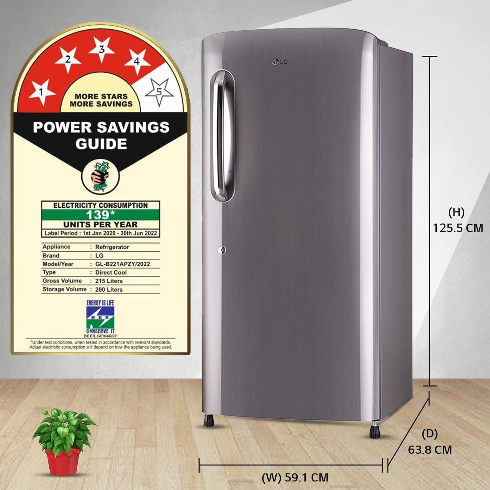 LG 205 Litres 4 Star Direct Cool Single Door Refrigerator with Stabilizer Free Operation (GL-B221APZY.DPZZEB, Shiny Steel)_11