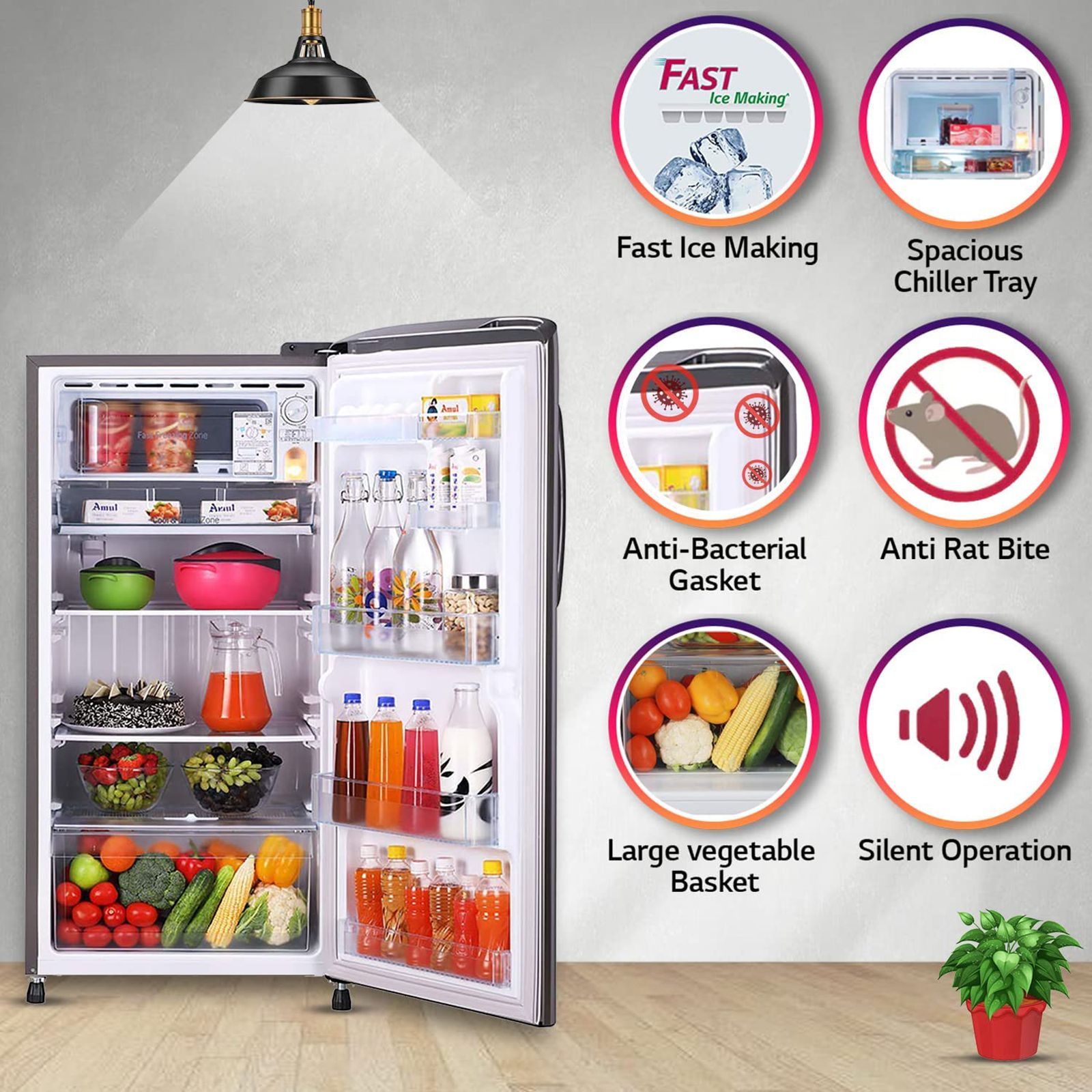 LG 205 Litres 4 Star Direct Cool Single Door Refrigerator with Stabilizer Free Operation (GL-B221APZY.DPZZEB, Shiny Steel)_12