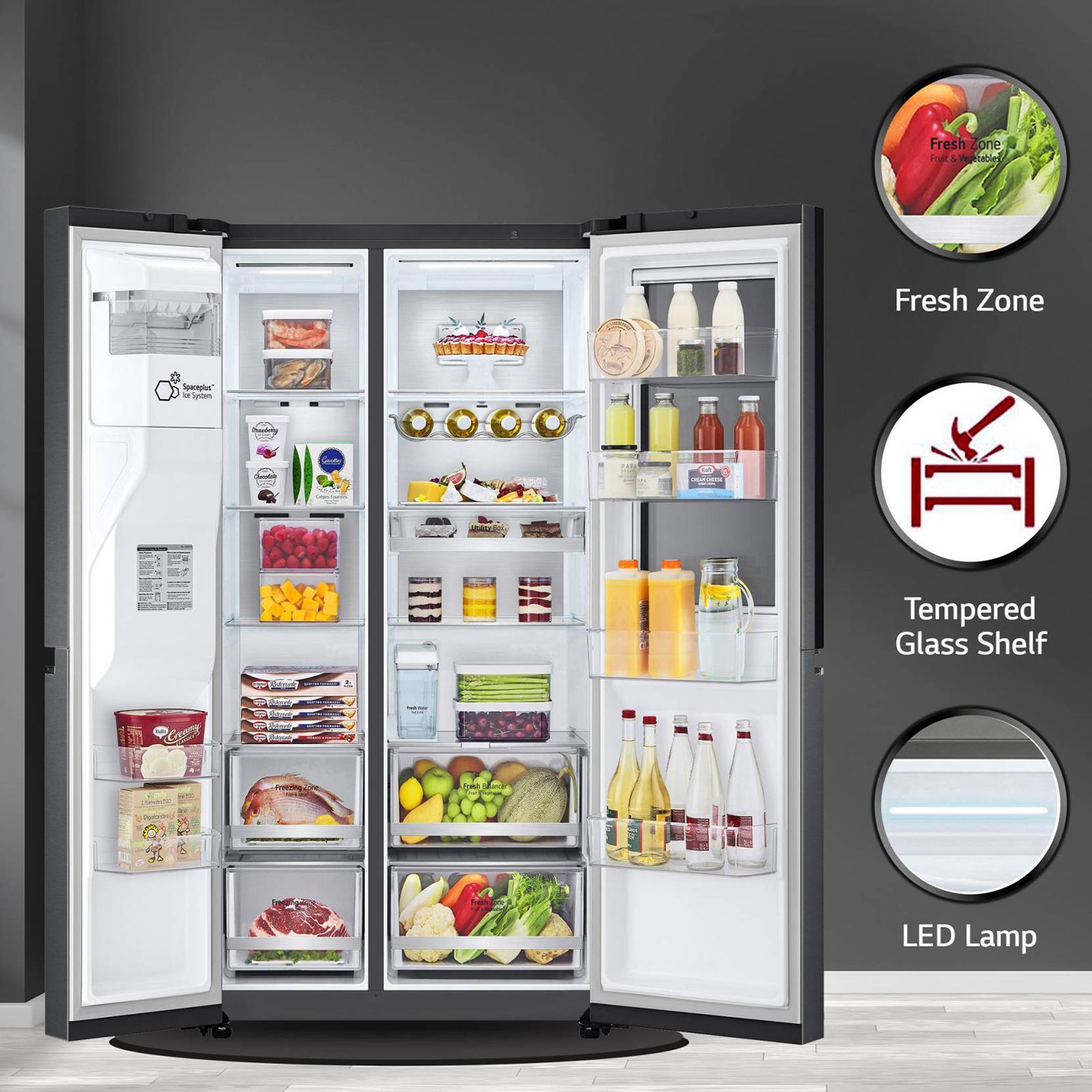 LG 635 Litres 3 Star Frost Free Side by Side Refrigerator with Smart Diagnosis (GL-X257AMCX, Matt Black)_15