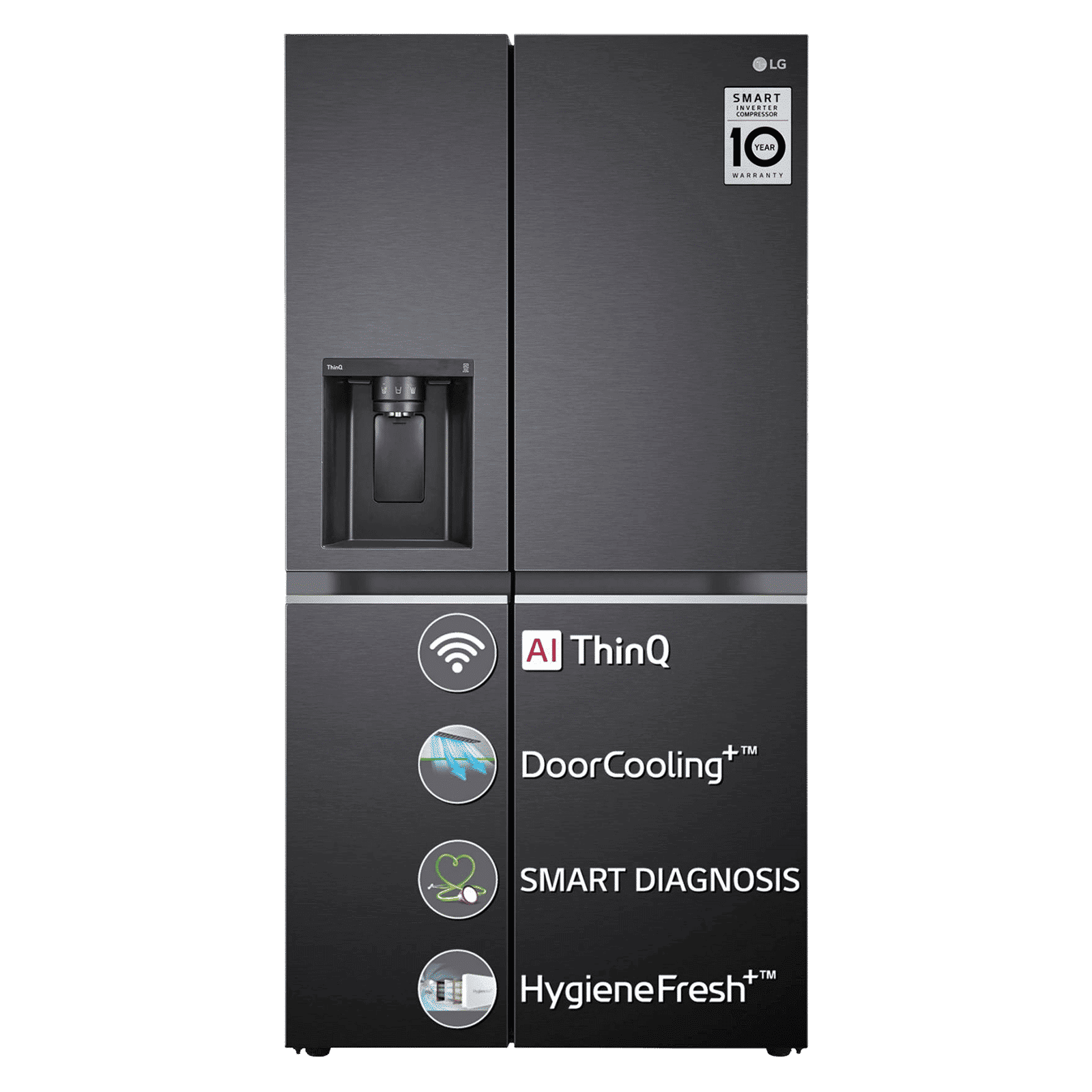 LG 635 Litres 3 Star Frost Free Double Door Smart Wifi Enabled Refrigerator with Deodorizer (GL-L257CMCX, Matt Black) LG 635 Litres 3 Star Frost Free Double Door Smart Wifi Enabled Refrigerator with Deodorizer (GL-L257CMCX, Matt Black)_1