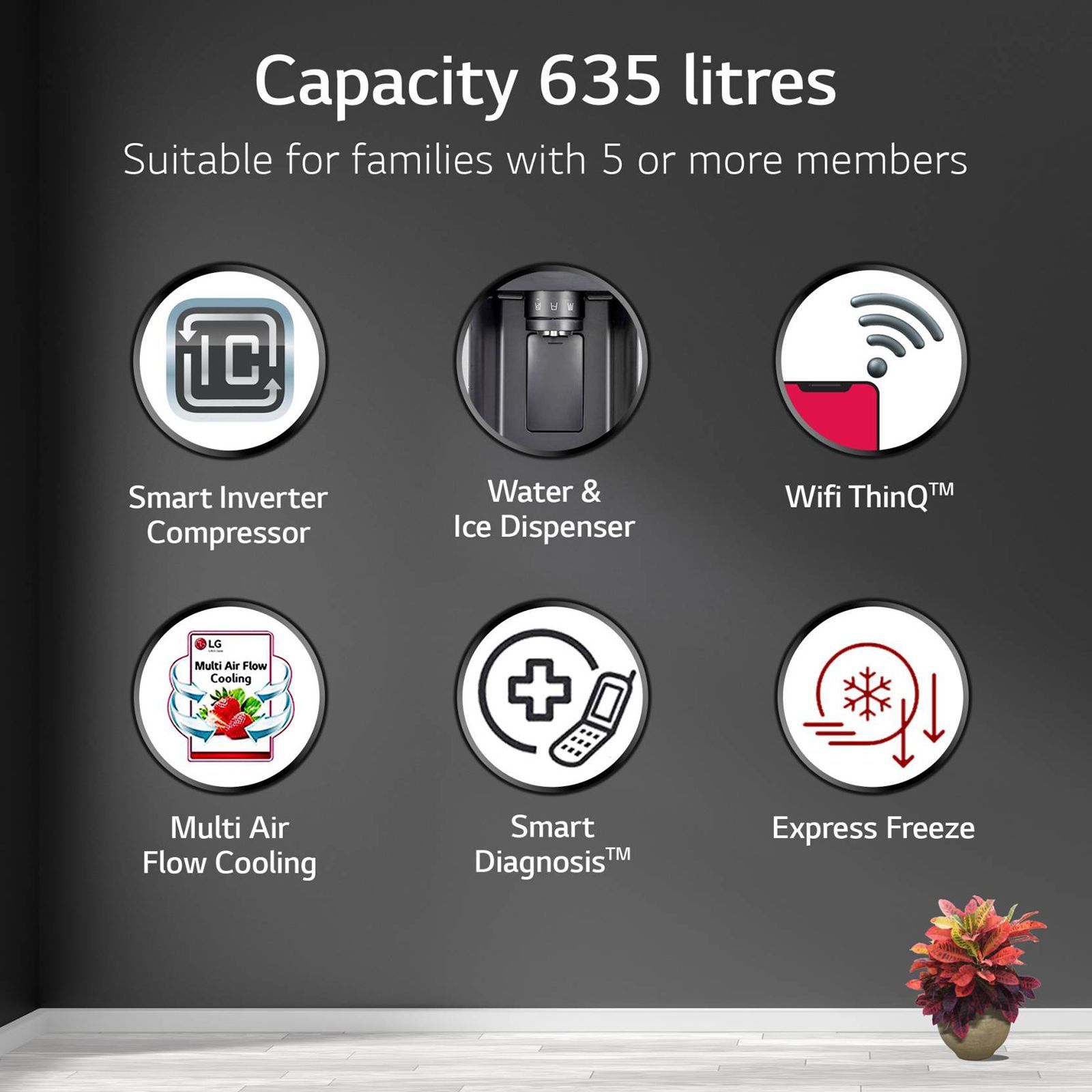 LG 635 Litres 3 Star Frost Free Double Door Smart Wifi Enabled Refrigerator with Deodorizer (GL-L257CMCX, Matt Black) LG 635 Litres 3 Star Frost Free Double Door Smart Wifi Enabled Refrigerator with Deodorizer (GL-L257CMCX, Matt Black)_12